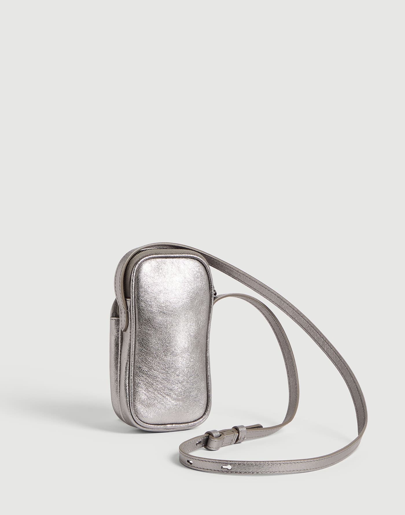 金銀質感小牛皮手機袋 銀色 女童 - Brunello Cucinelli