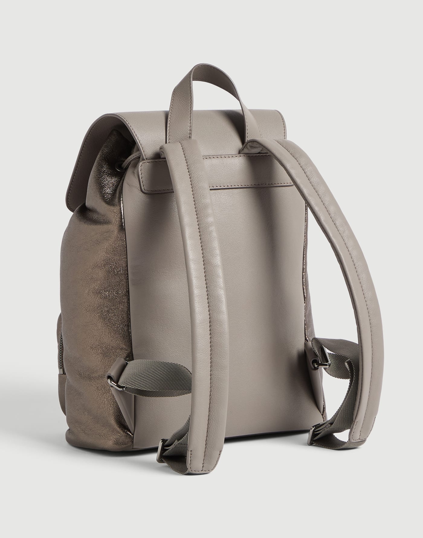 Zaino in vitello lamé e pelle con grana Bronzo Bambina - Brunello Cucinelli