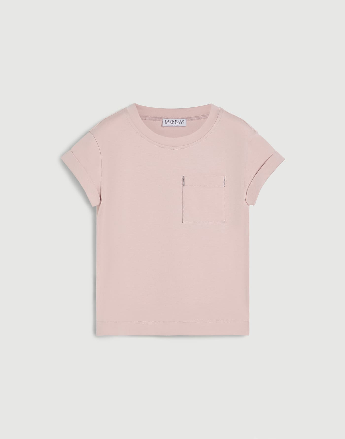 镶珠装饰棉质汗布 T 恤 浅粉红 女童 - Brunello Cucinelli