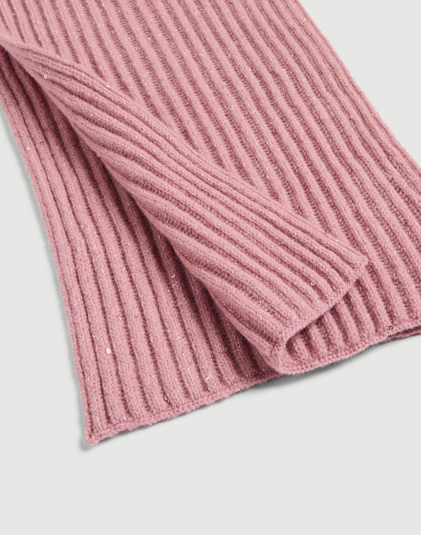 Cashmere and wool rib knit scar Antique Pink Girls - Brunello Cucinelli