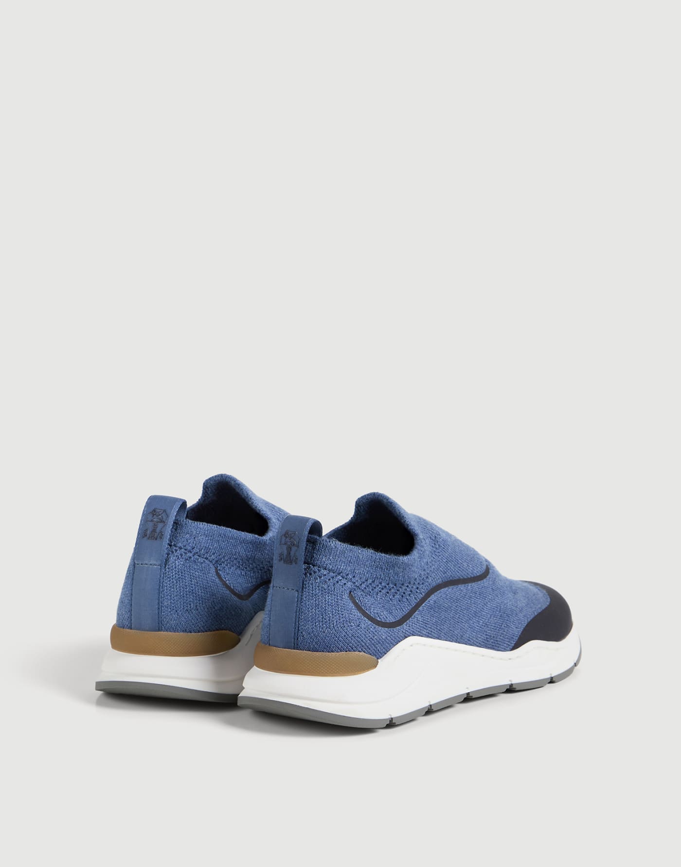Knit slip-on runners with logo Denim Boys - Brunello Cucinelli