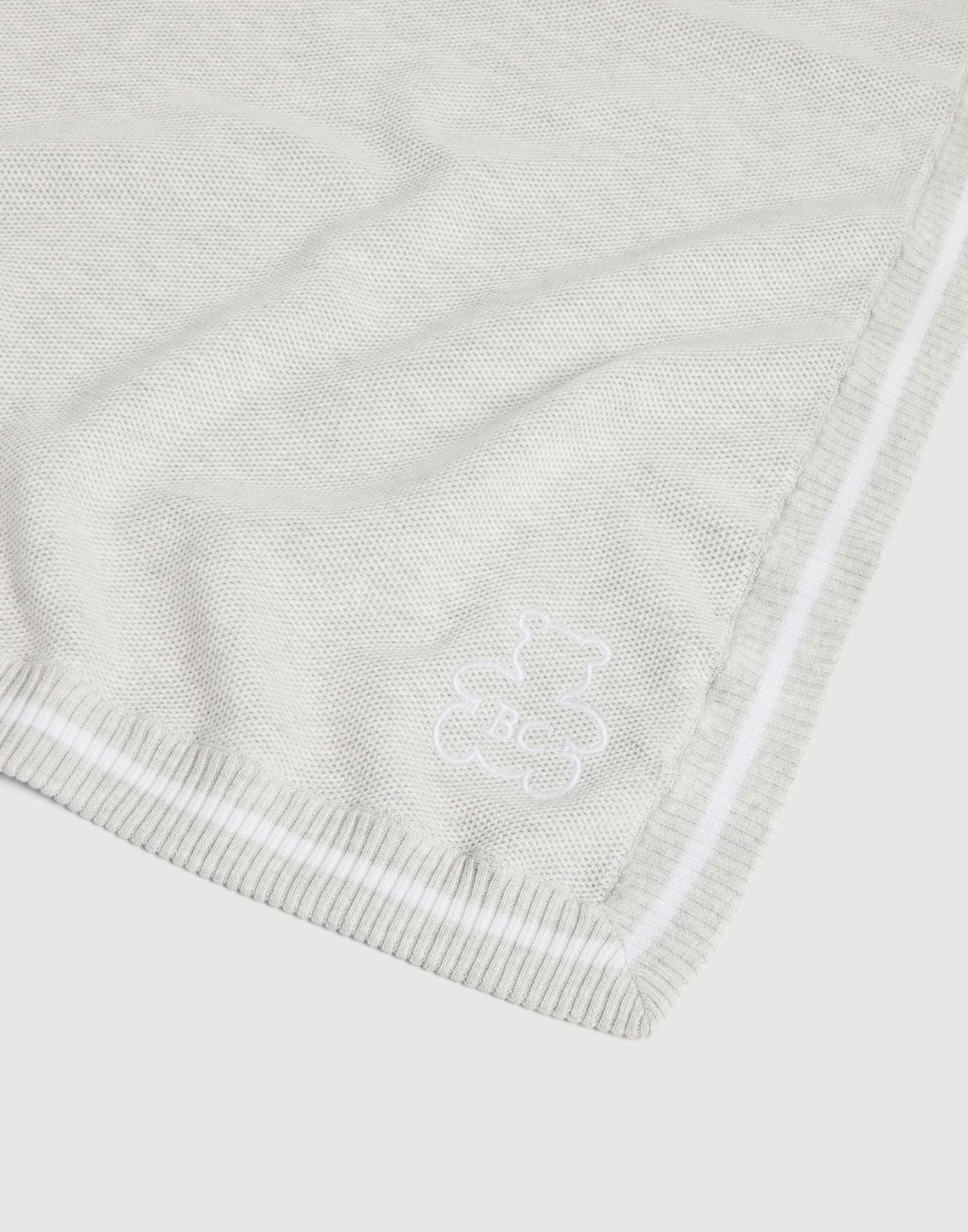 Baby Bernie cotton knit blanket Fog Baby - Brunello Cucinelli