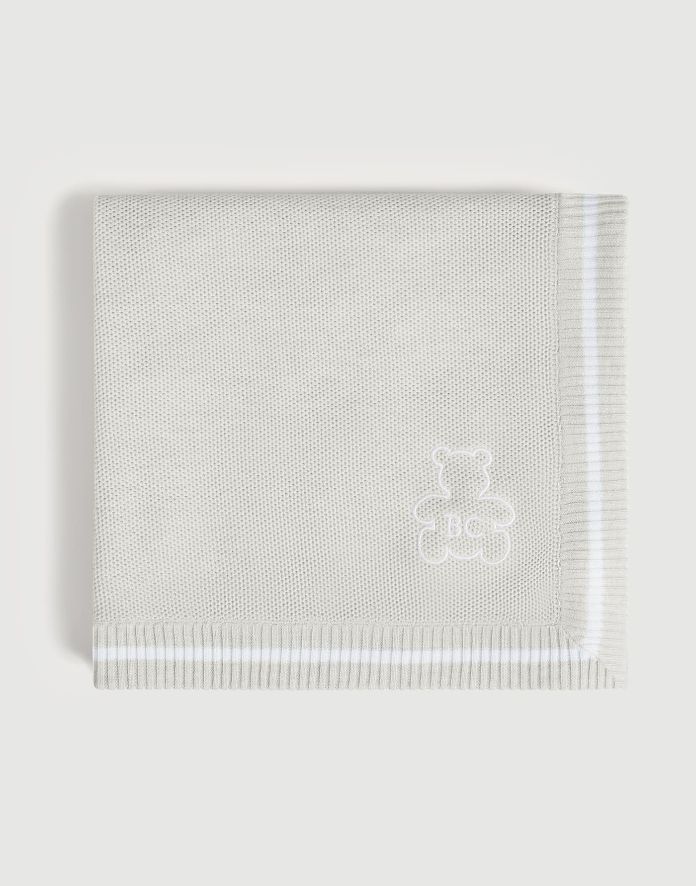 Baby Bernie cotton knit blanket Fog Baby - Brunello Cucinelli