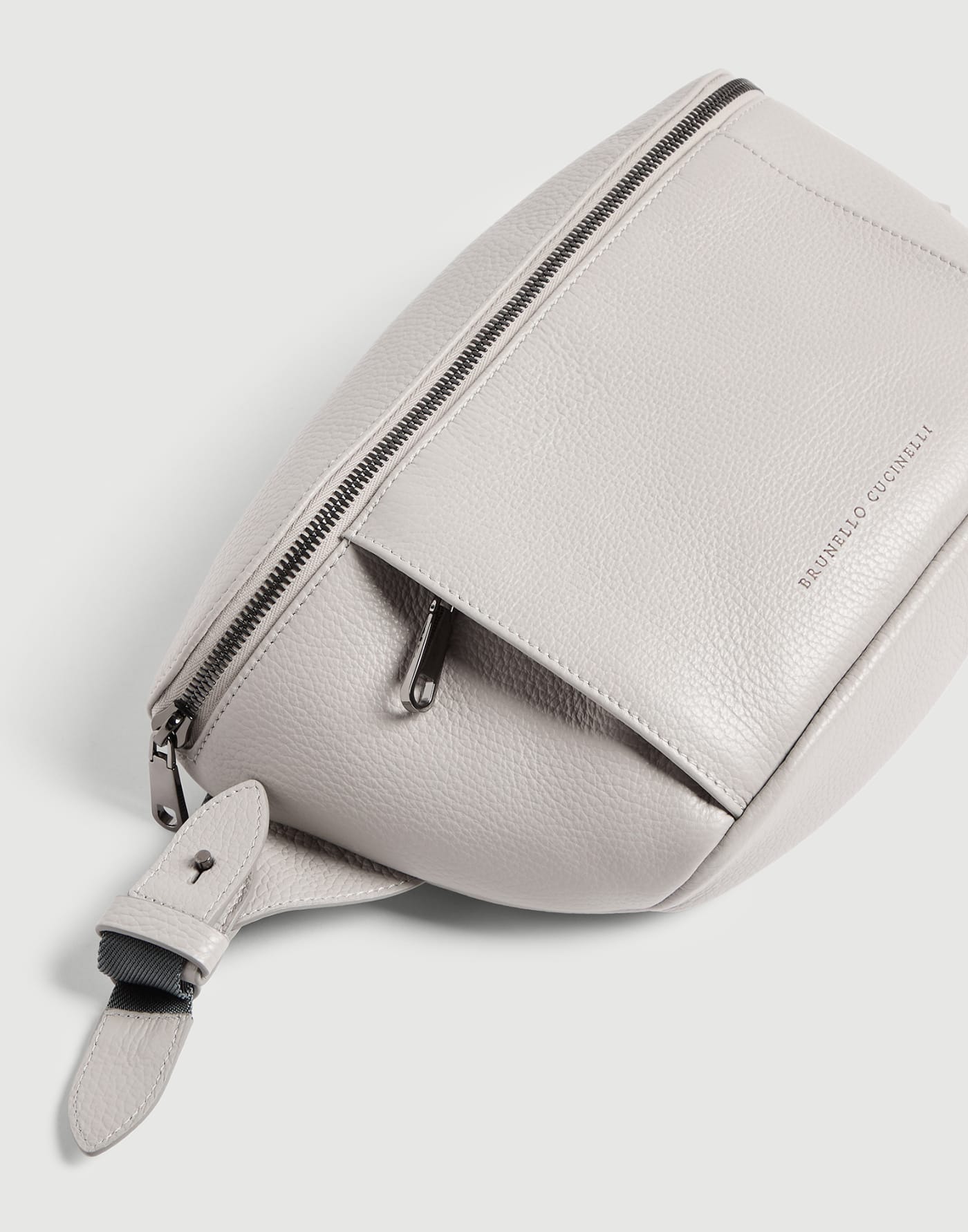 Garined leather Baby Bernie pouch Light Grey Baby - Brunello Cucinelli