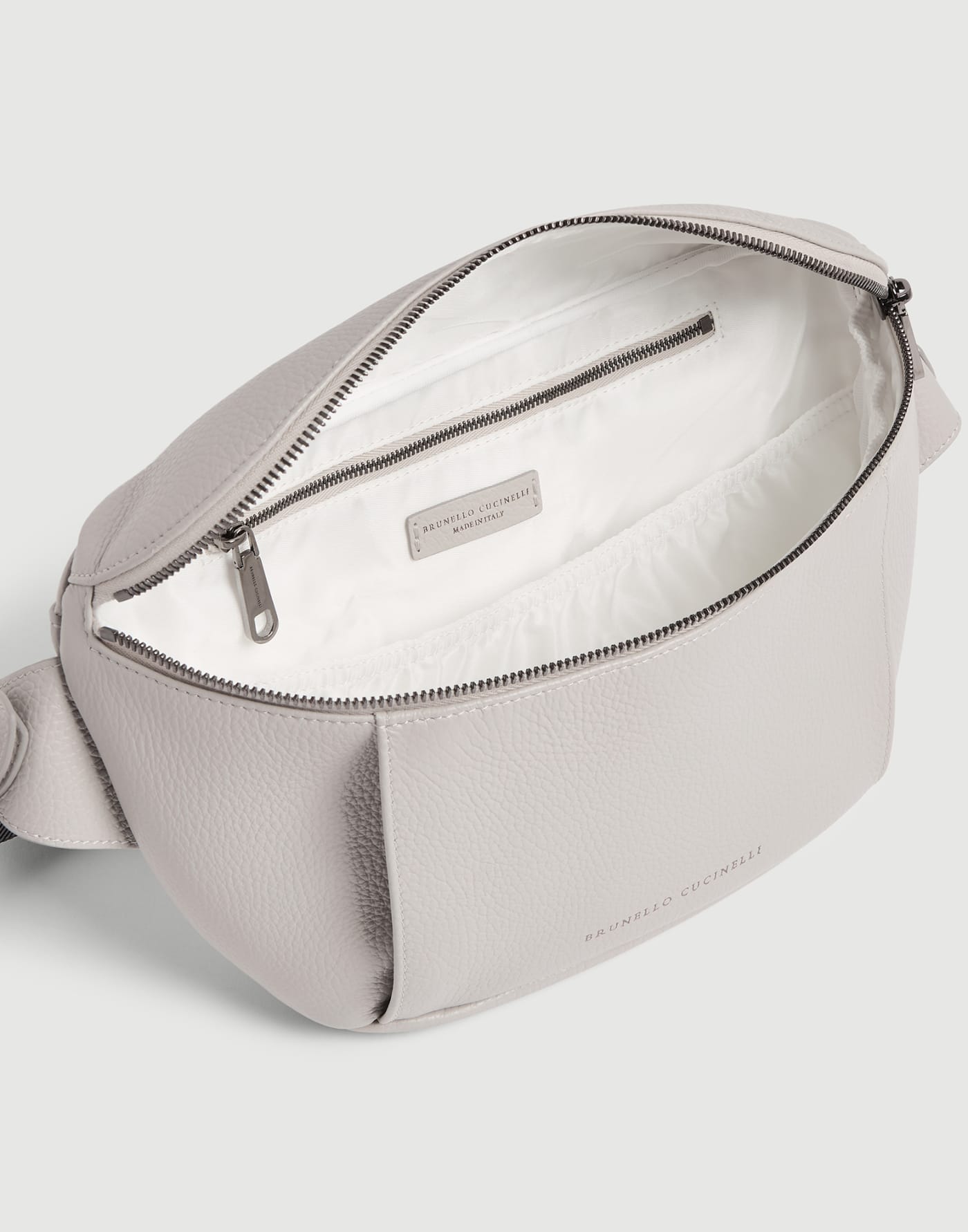 Garined leather Baby Bernie pouch Light Grey Baby - Brunello Cucinelli