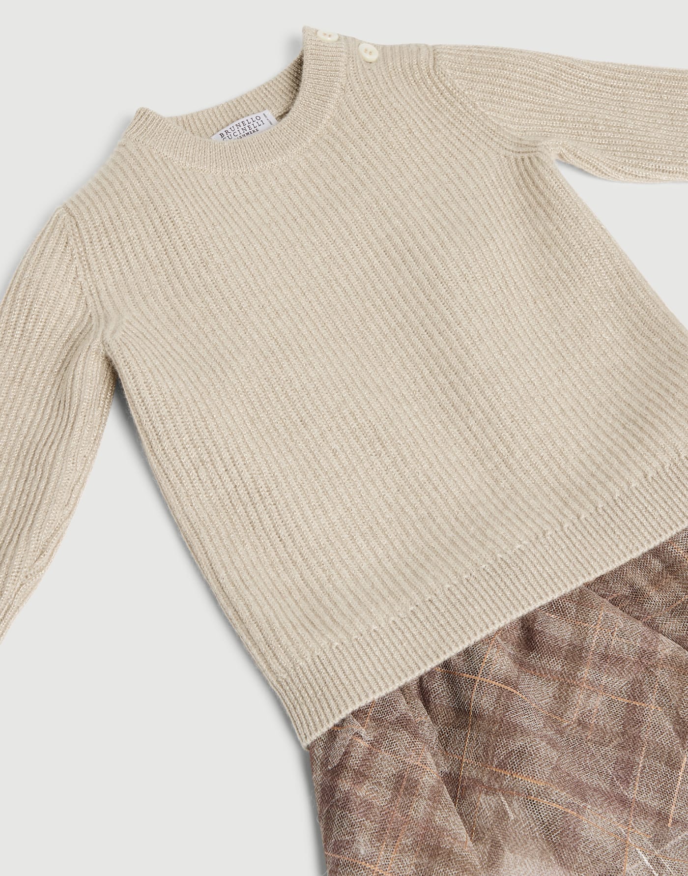 Robe Baby Bernie en maille de cachemire Beige Chaud Bébé - Brunello Cucinelli