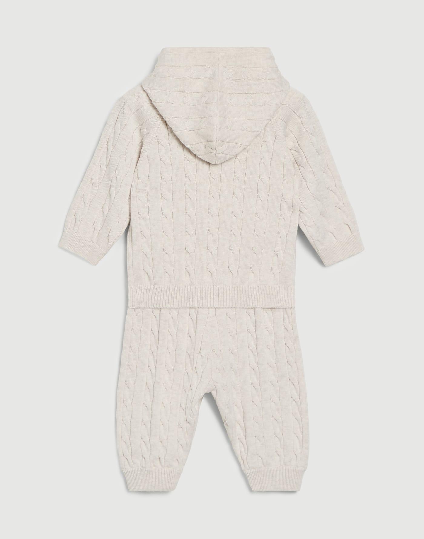 Baby Bernie cable knit coordinated set Beige / Blue Baby - Brunello Cucinelli