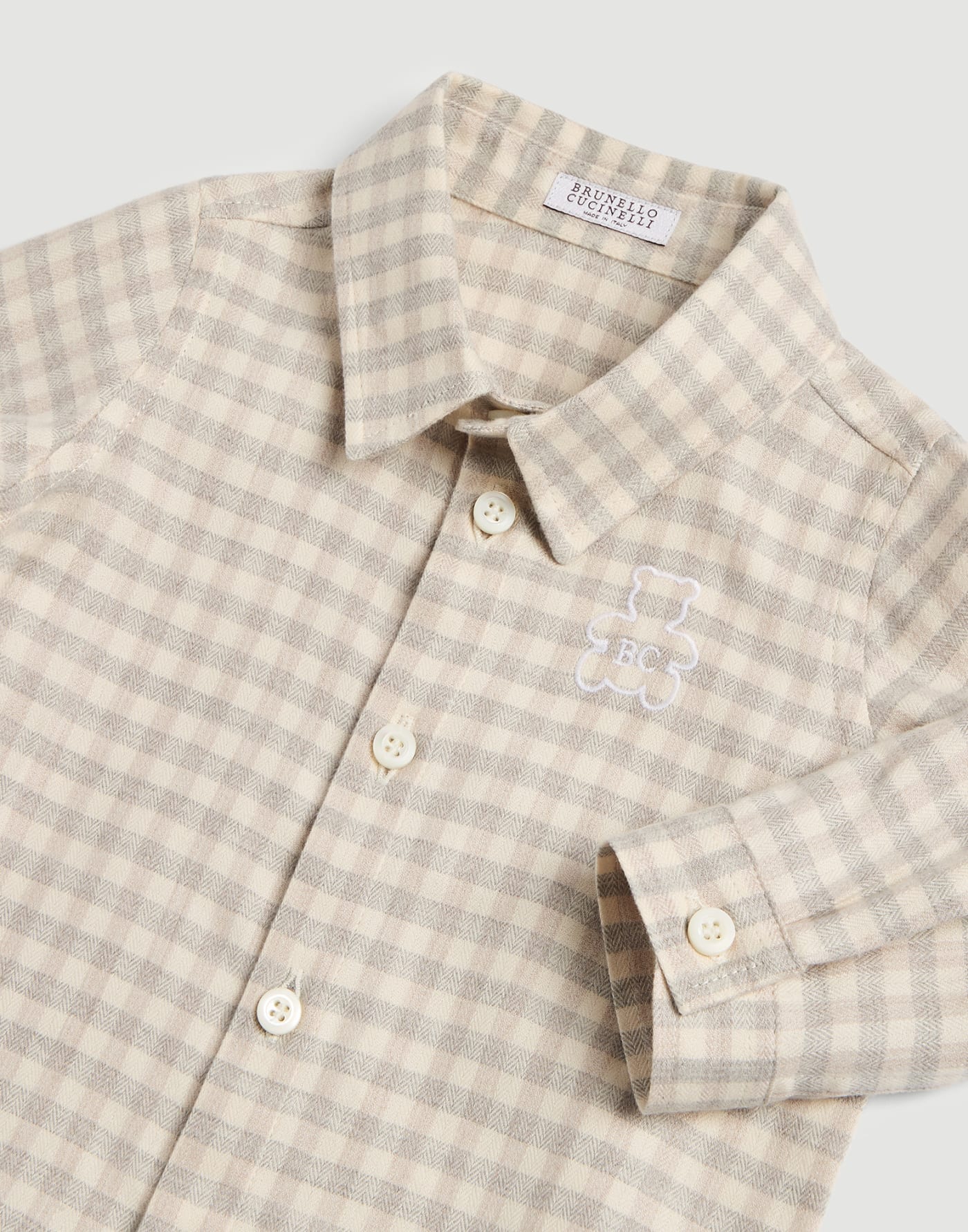 Chemise Baby Bernie en flanelle Gris Clair Bébé - Brunello Cucinelli