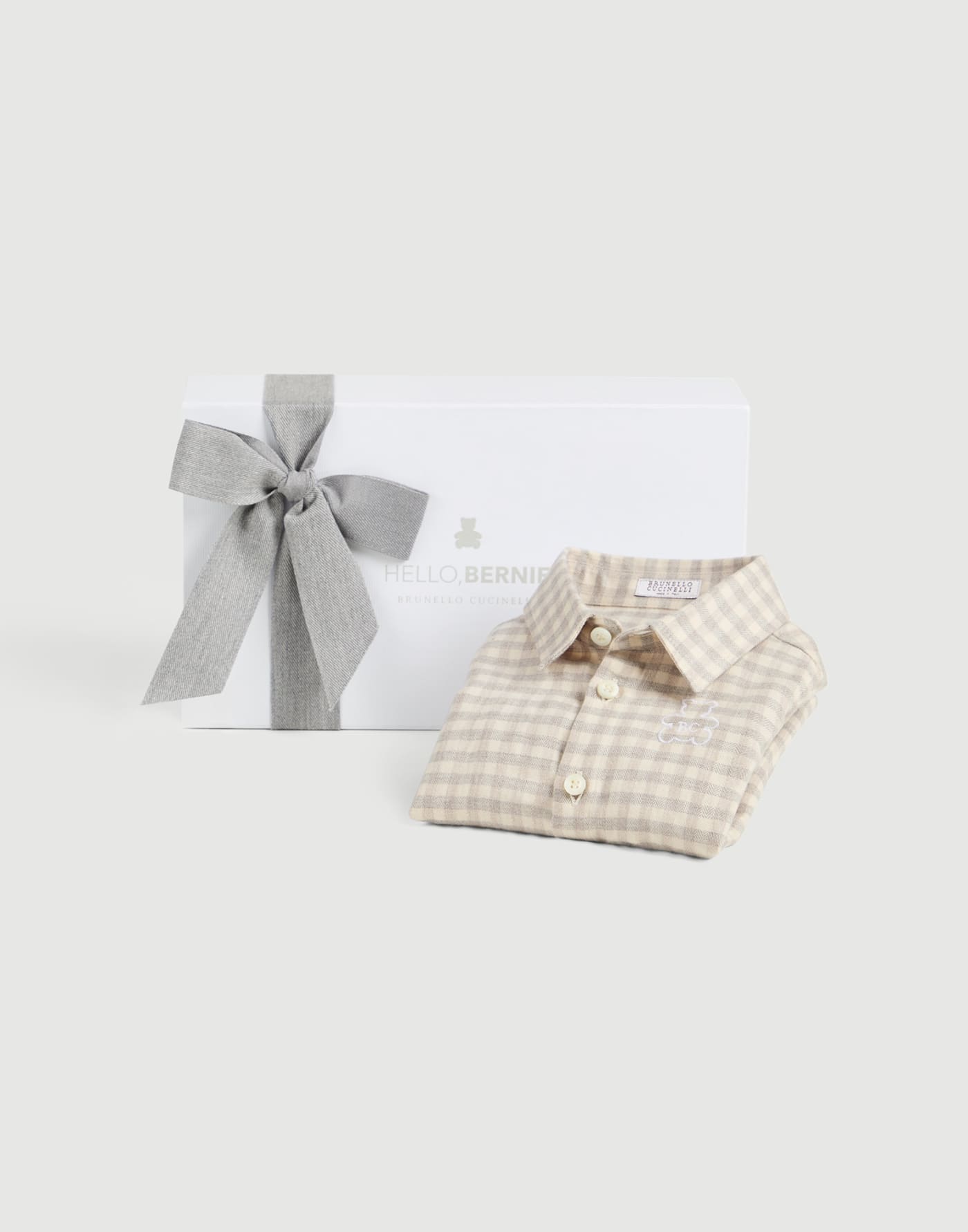 Chemise Baby Bernie en flanelle Gris Clair Bébé - Brunello Cucinelli