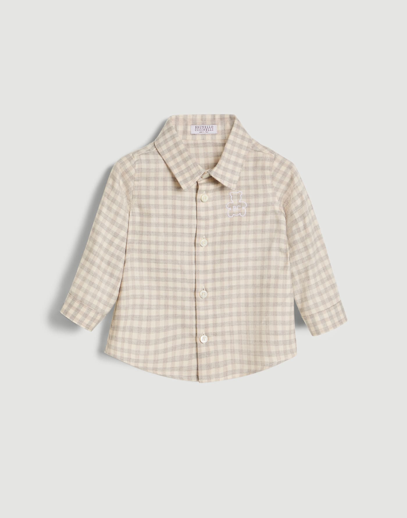 Chemise Baby Bernie en flanelle Gris Clair Bébé - Brunello Cucinelli