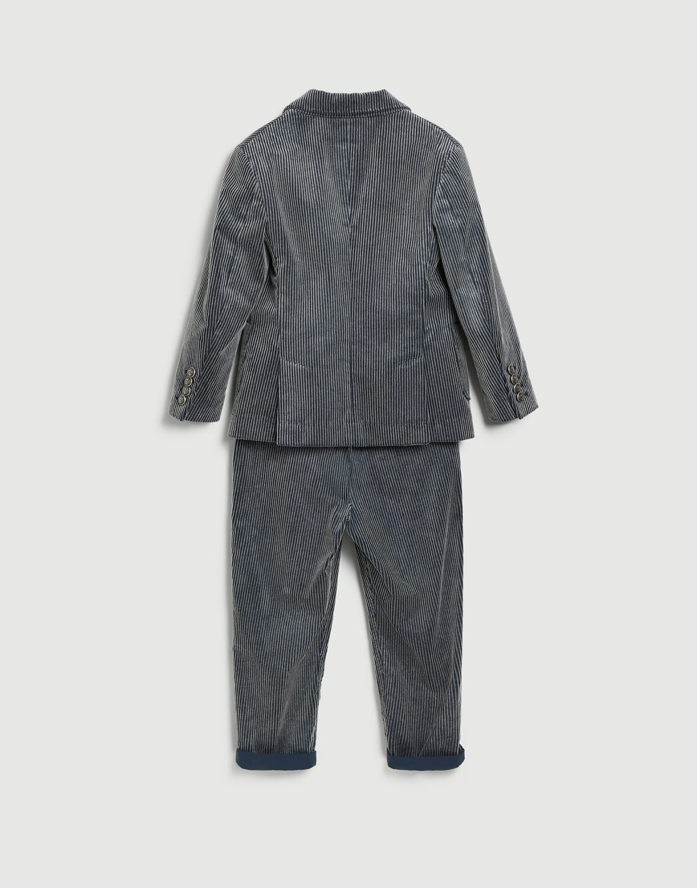 羅紋霜感天鵝絨西裝套裝 鈷藍色 男童 - Brunello Cucinelli
