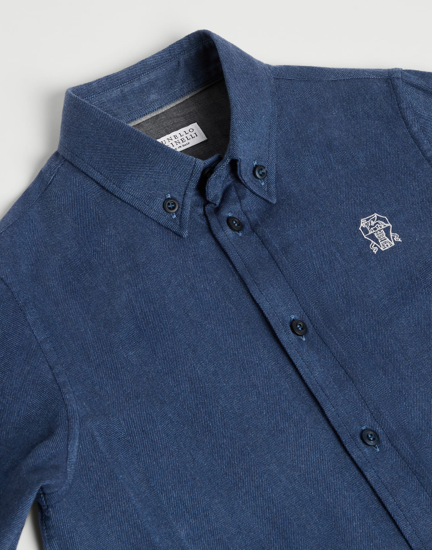 Flannel chevron shirt Blue Boys - Brunello Cucinelli