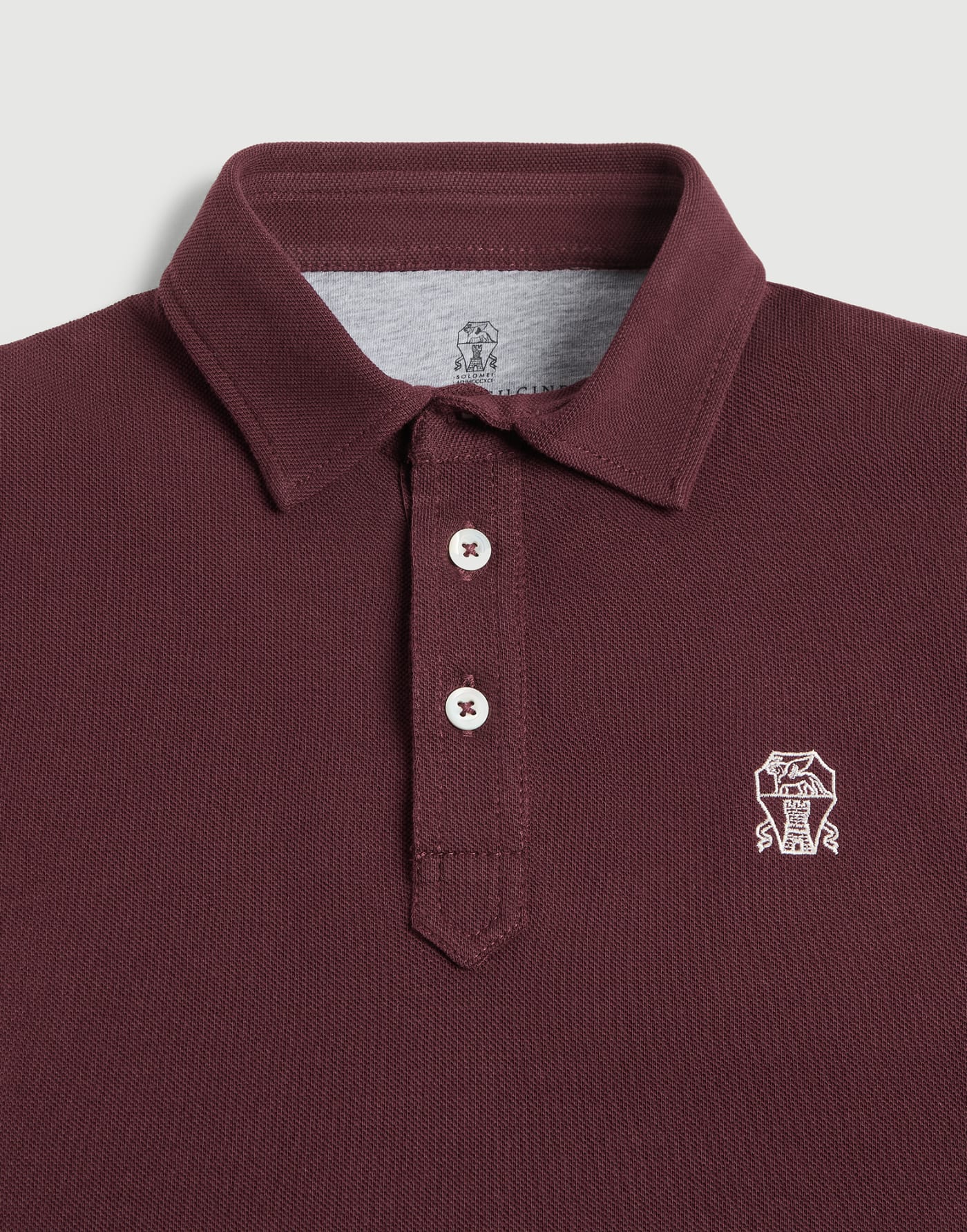 Piqué polo shirt Burgundy Boys - Brunello Cucinelli