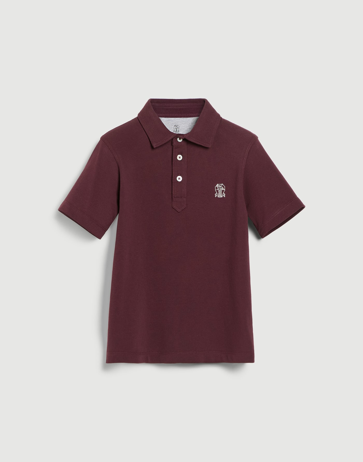 Piqué polo shirt Burgundy Boys - Brunello Cucinelli