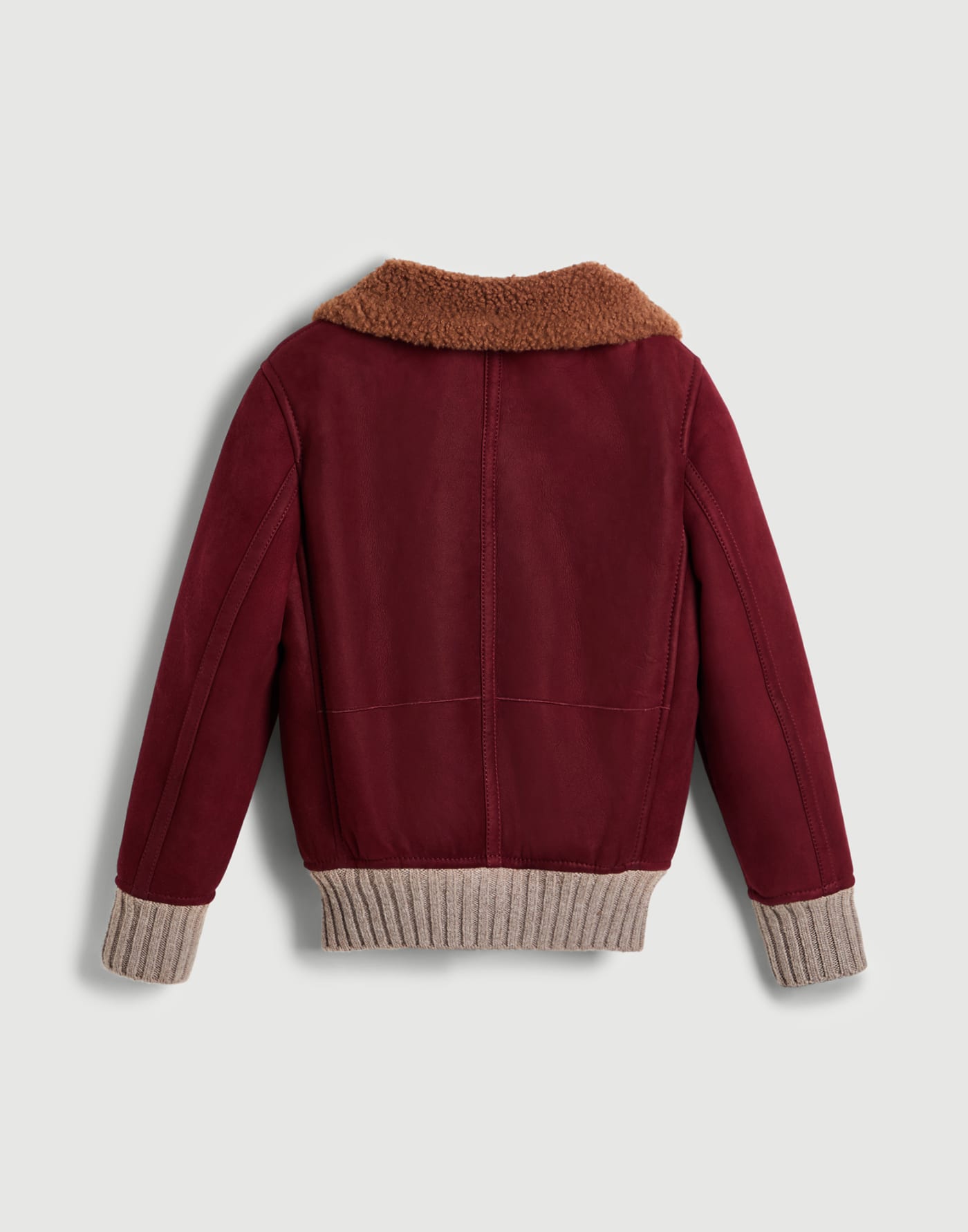 羊羔毛飛行員外套 紫紅色 男童 - Brunello Cucinelli