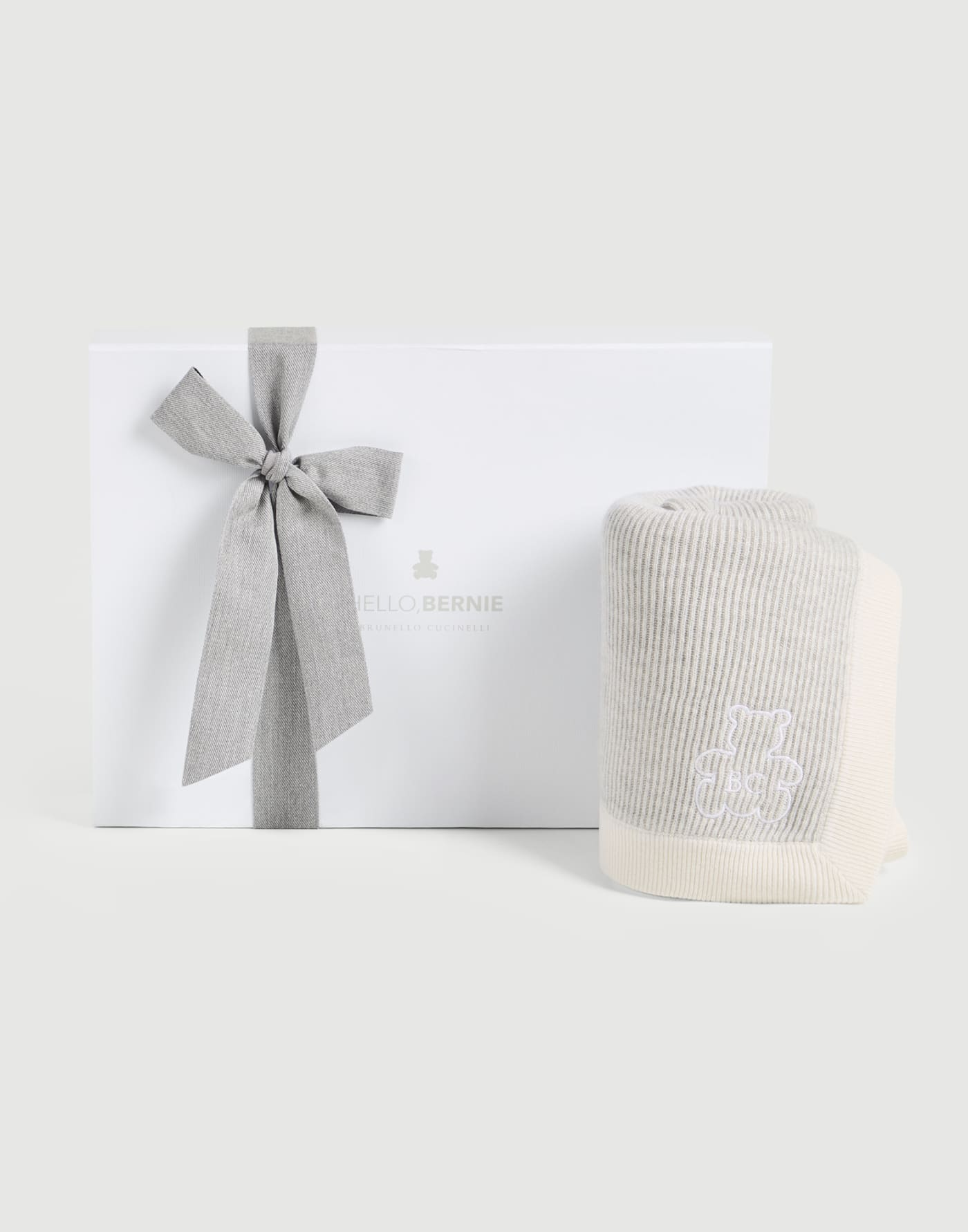 Bernie Baby rib knit blanket Fog Baby - Brunello Cucinelli