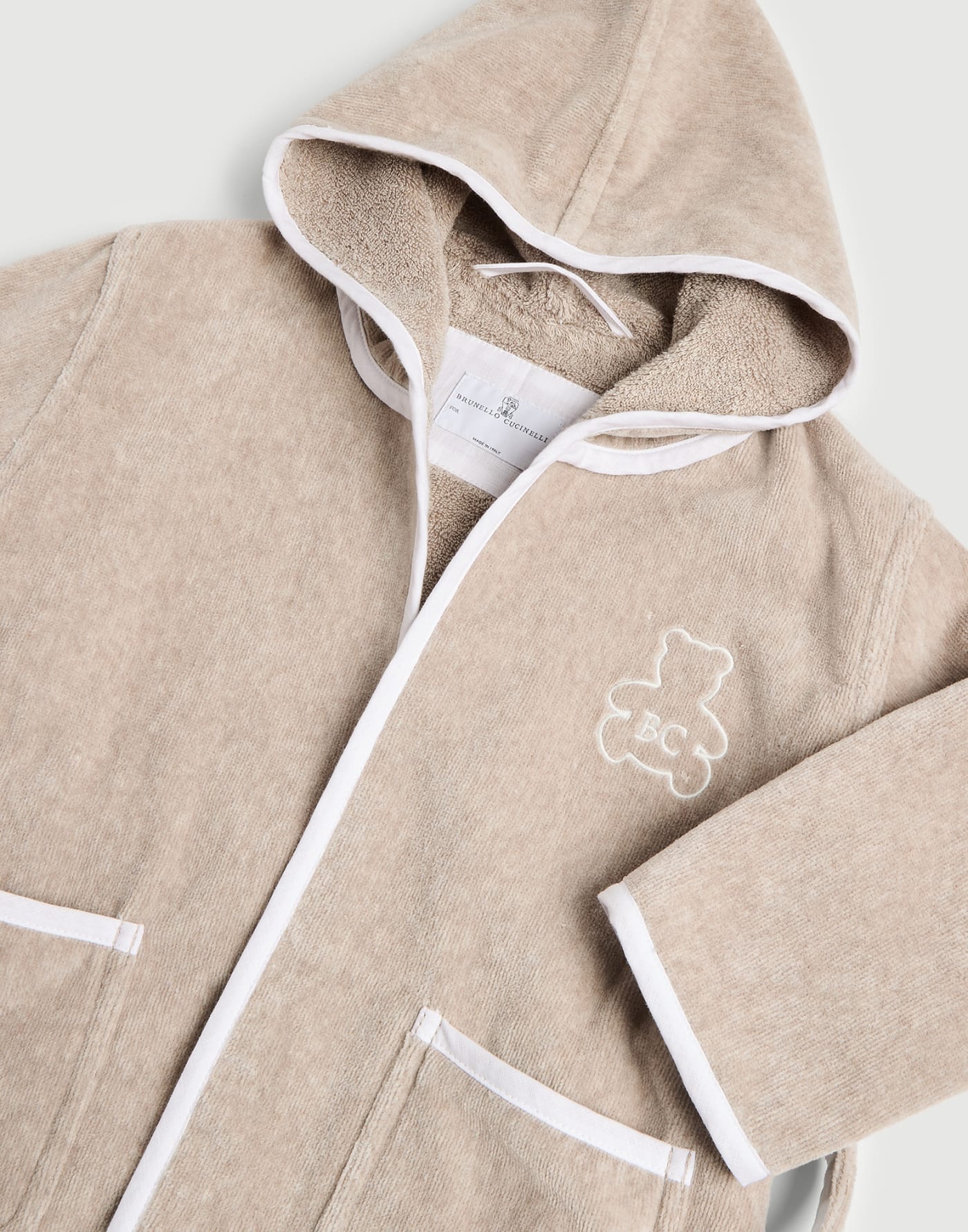 Cotton terrycloth bathrobe Beige Baby - Brunello Cucinelli