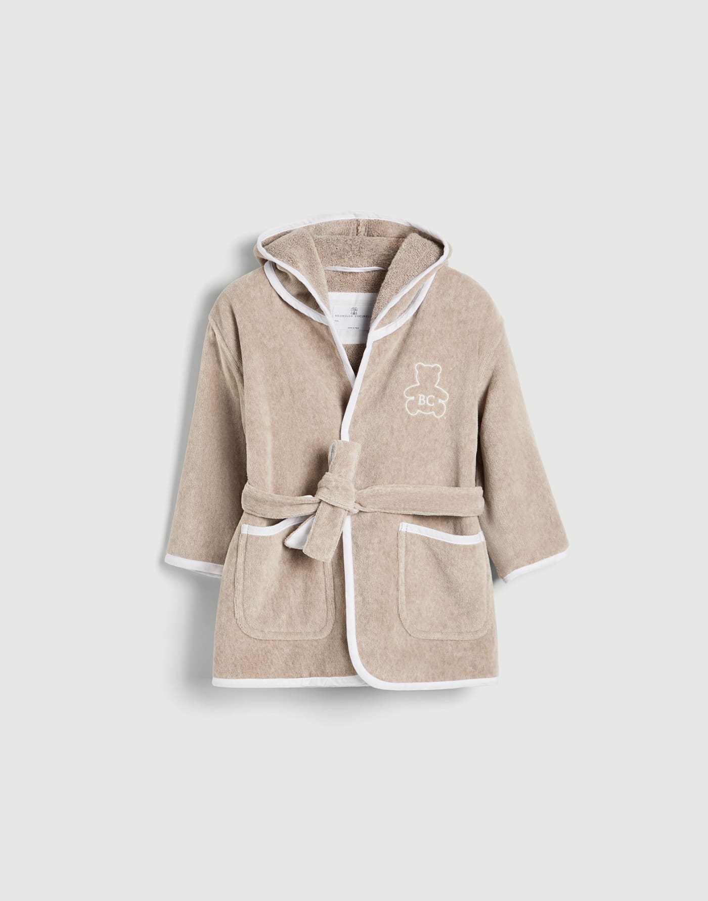 Cotton terrycloth bathrobe Beige Baby - Brunello Cucinelli