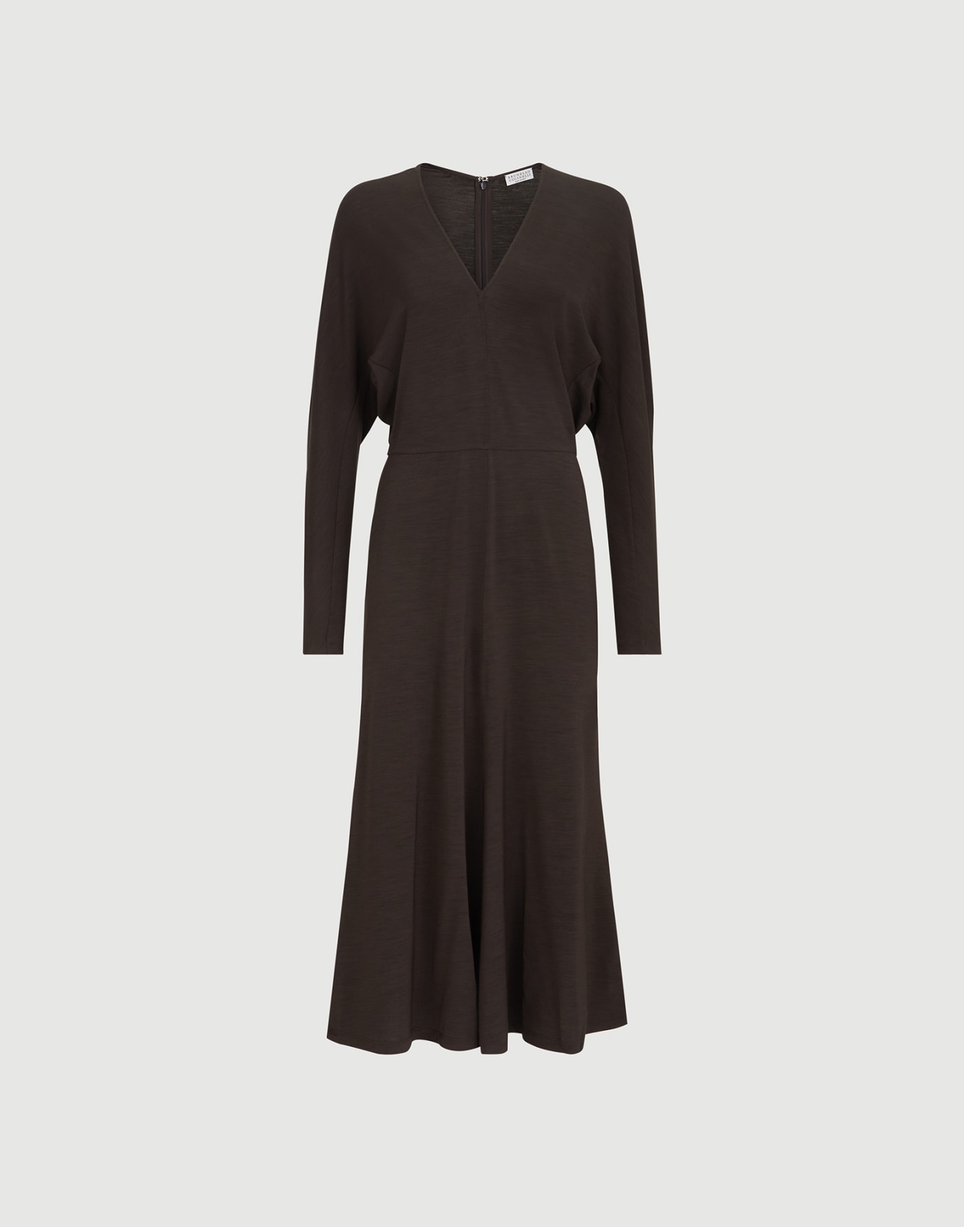Jersey dress with monili Coffee Woman - Brunello Cucinelli