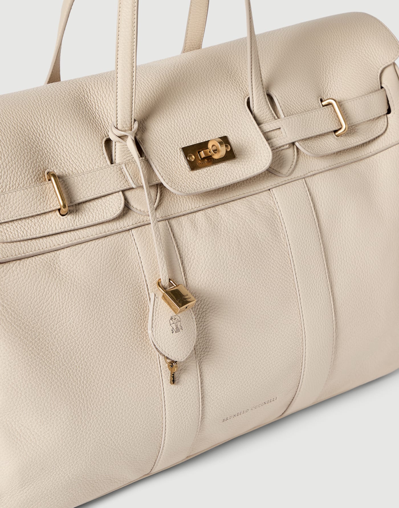 Explorer travel bag in deerskin Ivory Woman - Brunello Cucinelli
