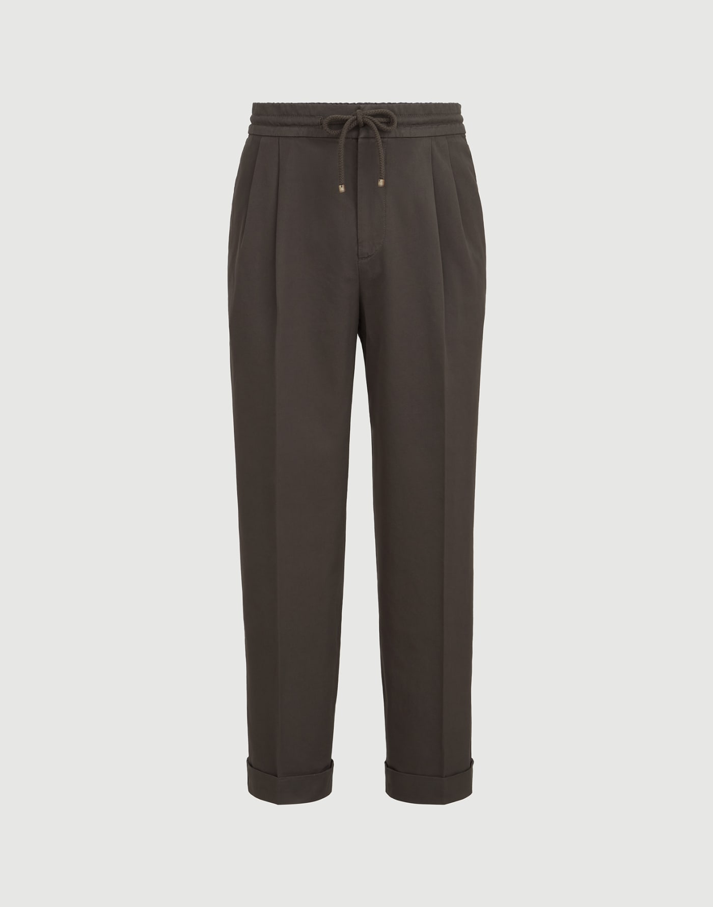 Trousers with drawstring and double pleats Brown Man - Brunello Cucinelli