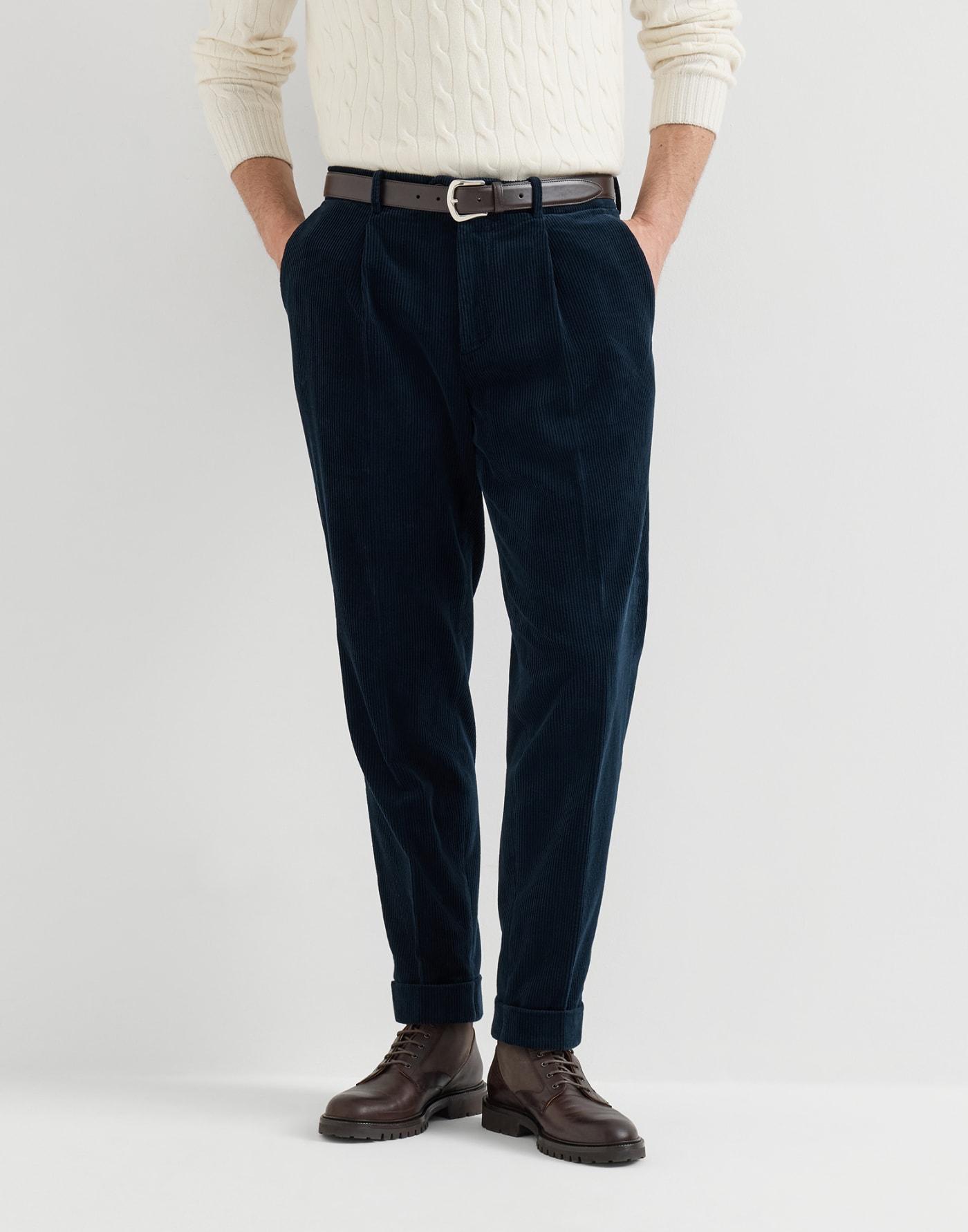 Corduroy trousers Navy Blue Man - Brunello Cucinelli