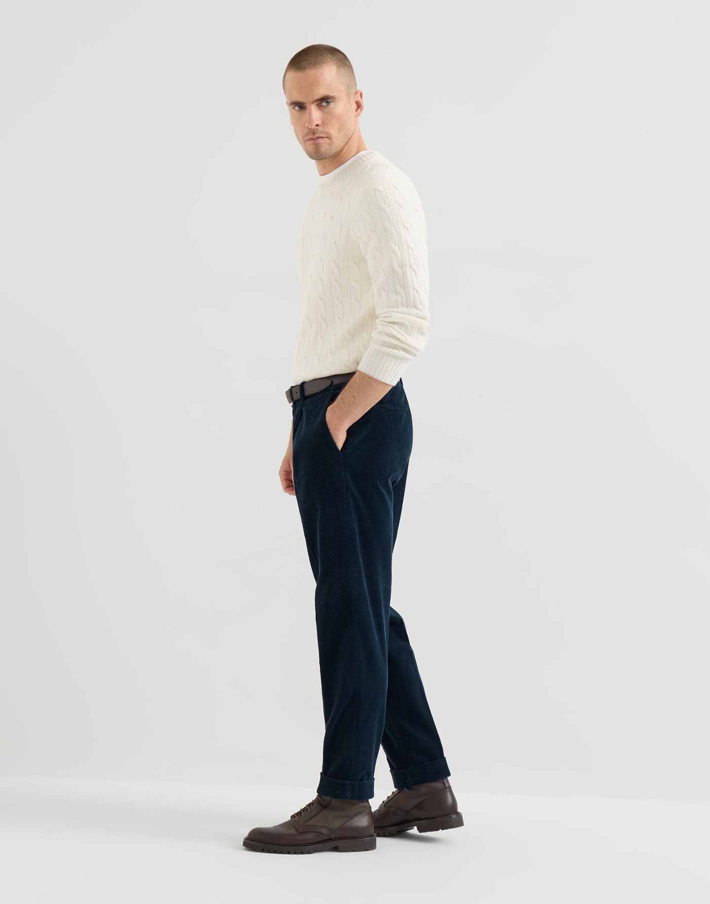 Corduroy trousers Navy Blue Man - Brunello Cucinelli