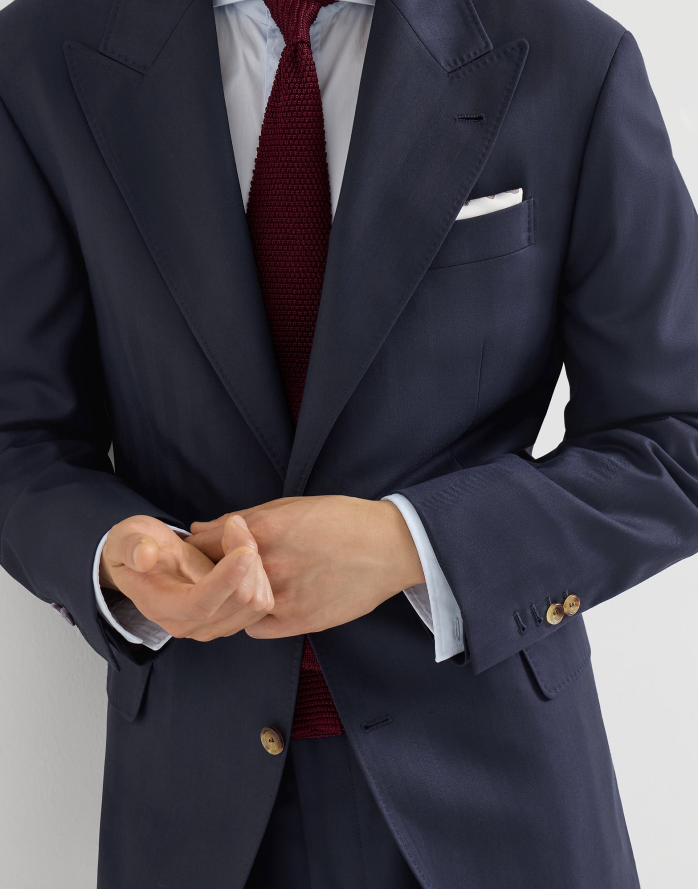 Tailor jacket in wool chevron Navy Blue Man - Brunello Cucinelli