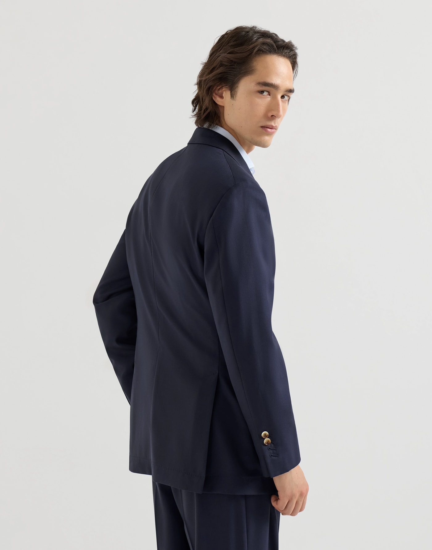 Tailor jacket in wool chevron Navy Blue Man - Brunello Cucinelli