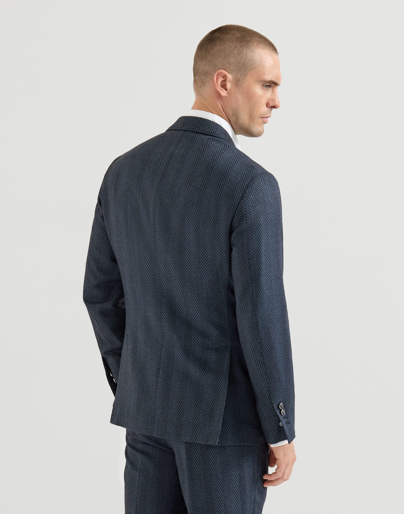 Chevron deconstructed blazer Navy Blue Man - Brunello Cucinelli