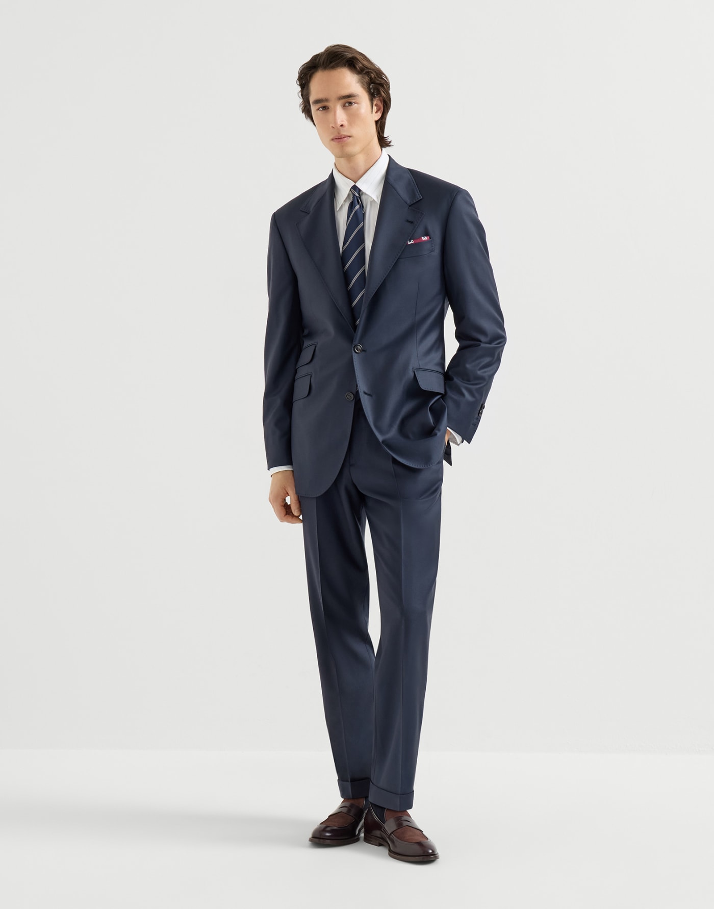フォーシーズン バタヴィアツイルジャケット ネイビーブルー メンズ - Brunello Cucinelli