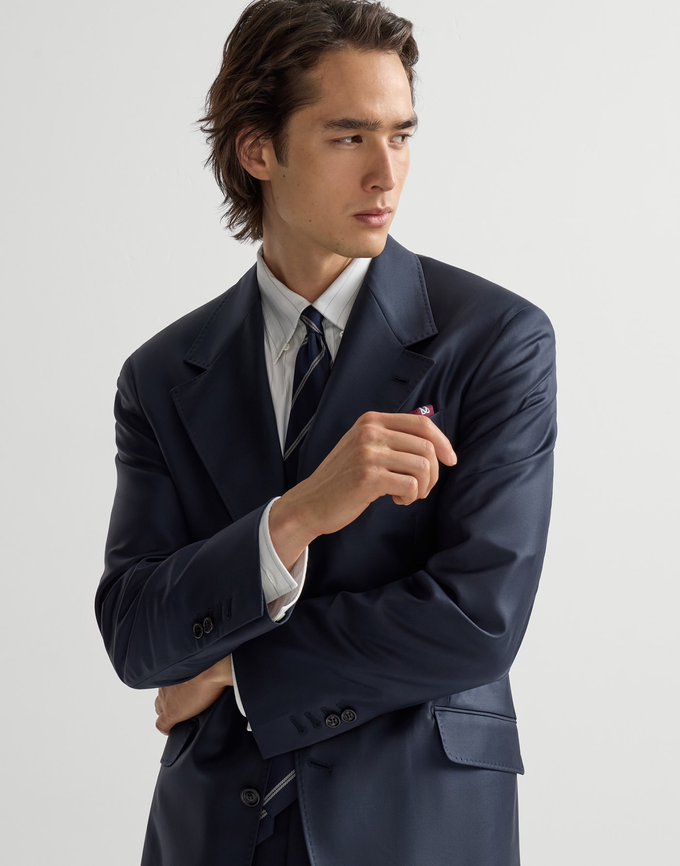 フォーシーズン バタヴィアツイルジャケット ネイビーブルー メンズ - Brunello Cucinelli