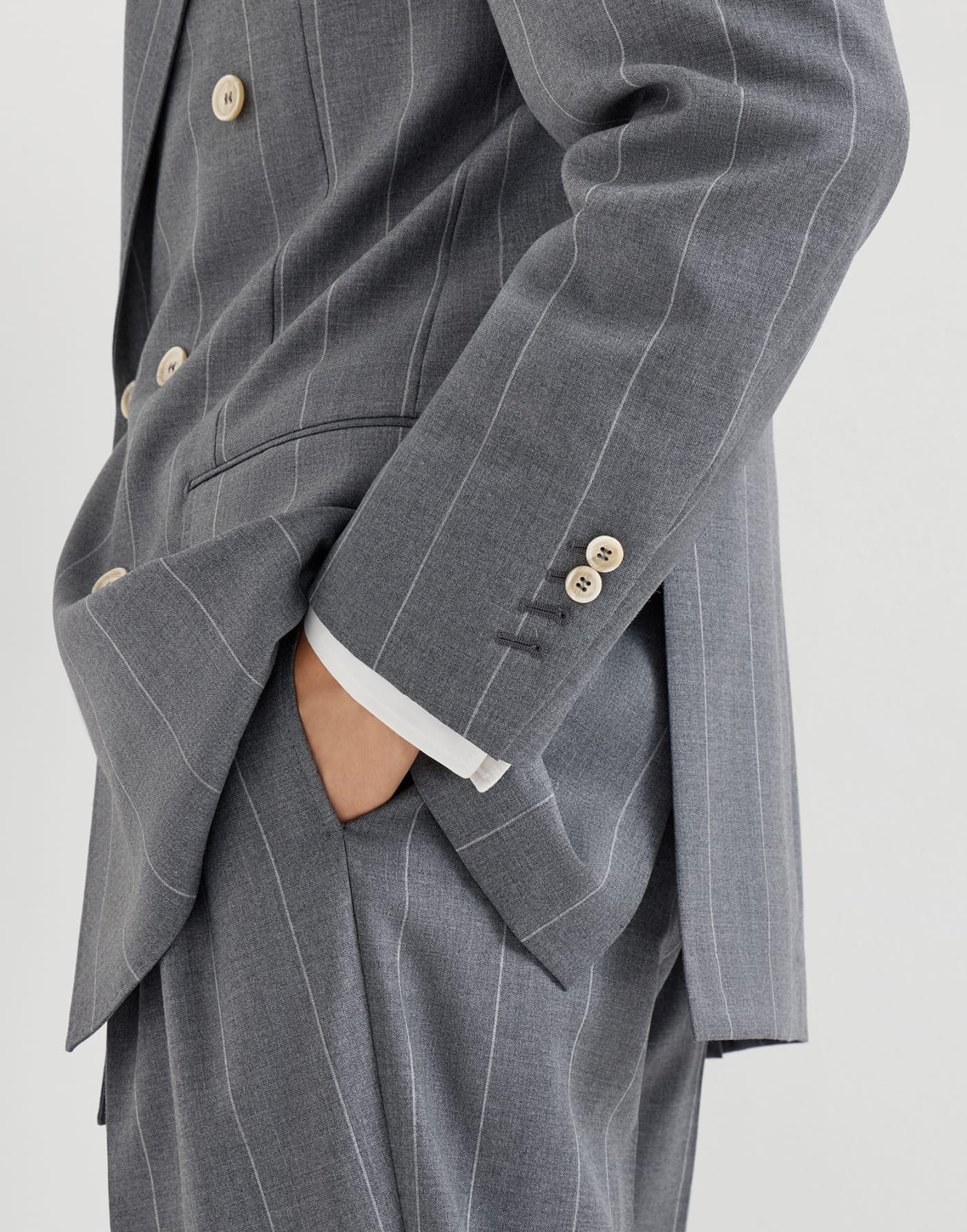 Pinstripe Tailor suit Medium Grey Man - Brunello Cucinelli