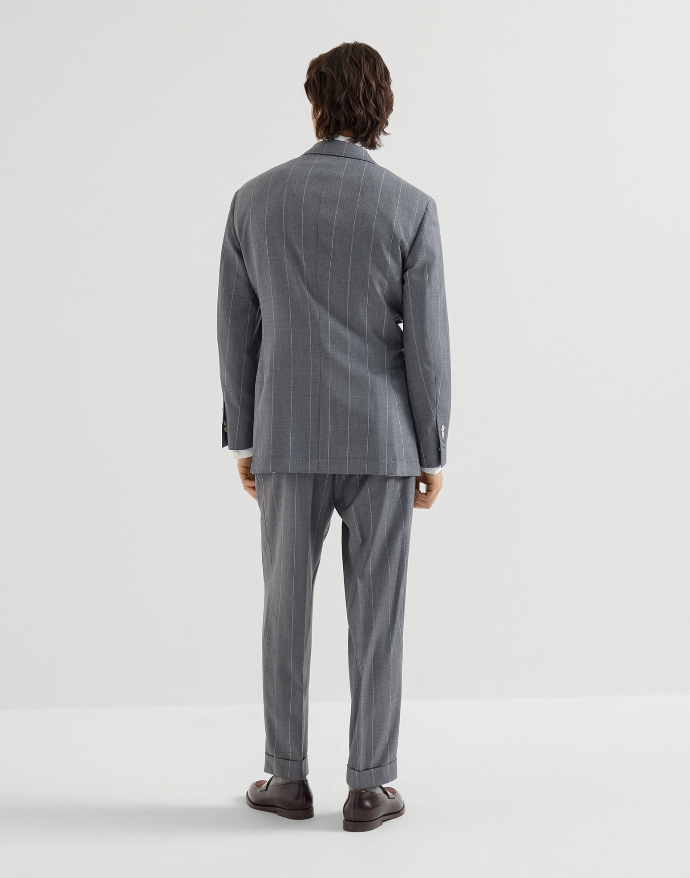 Pinstripe Tailor suit Medium Grey Man - Brunello Cucinelli