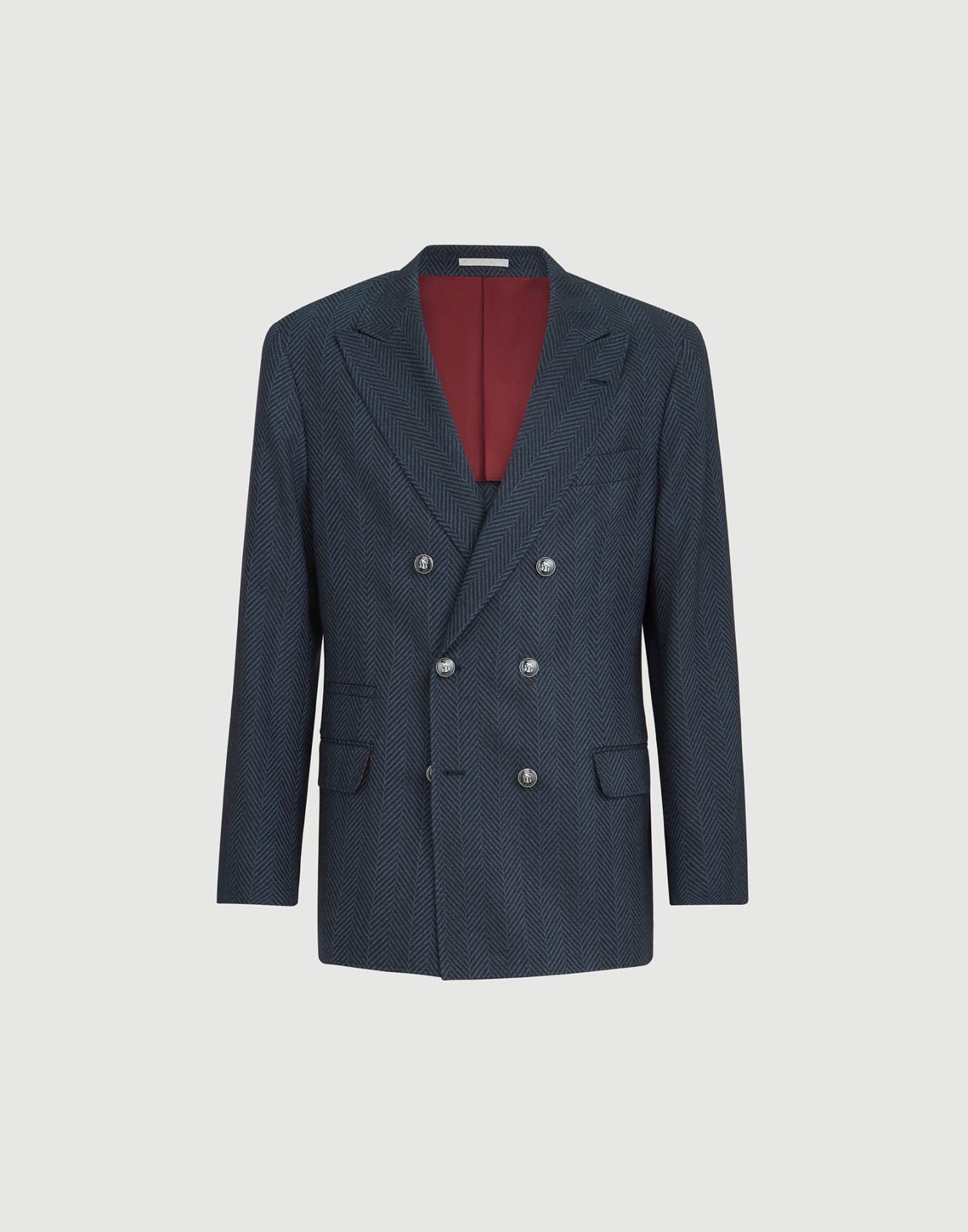 Chevron deconstructed blazer Navy Blue Man - Brunello Cucinelli