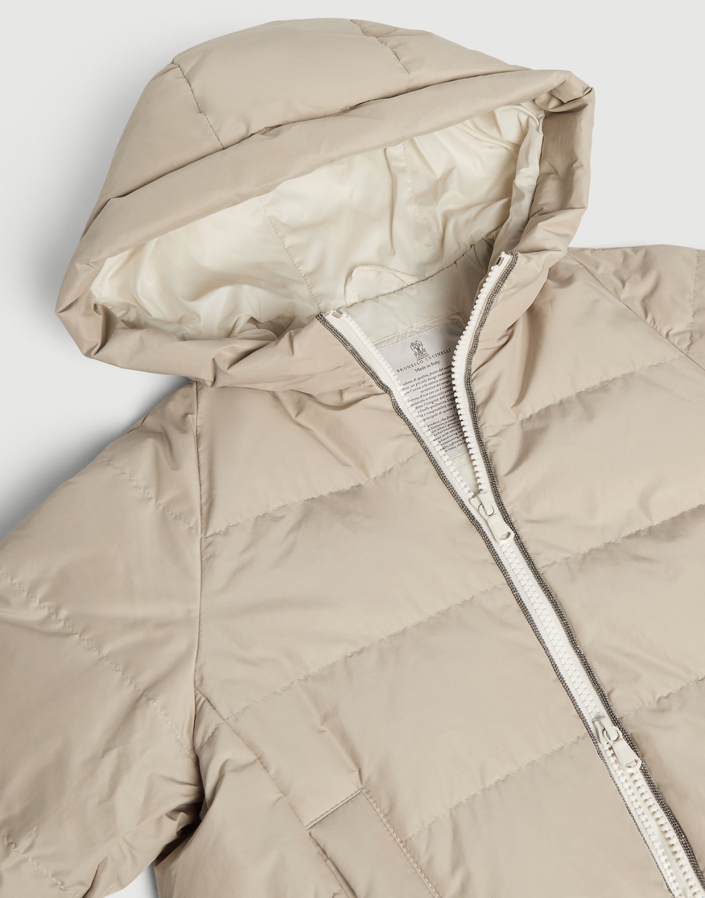 Daunenjacke aus Taft Sand Mädchen - Brunello Cucinelli