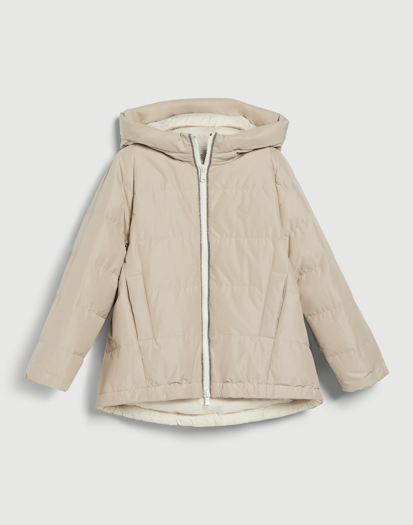 Daunenjacke aus Taft Sand Mädchen - Brunello Cucinelli