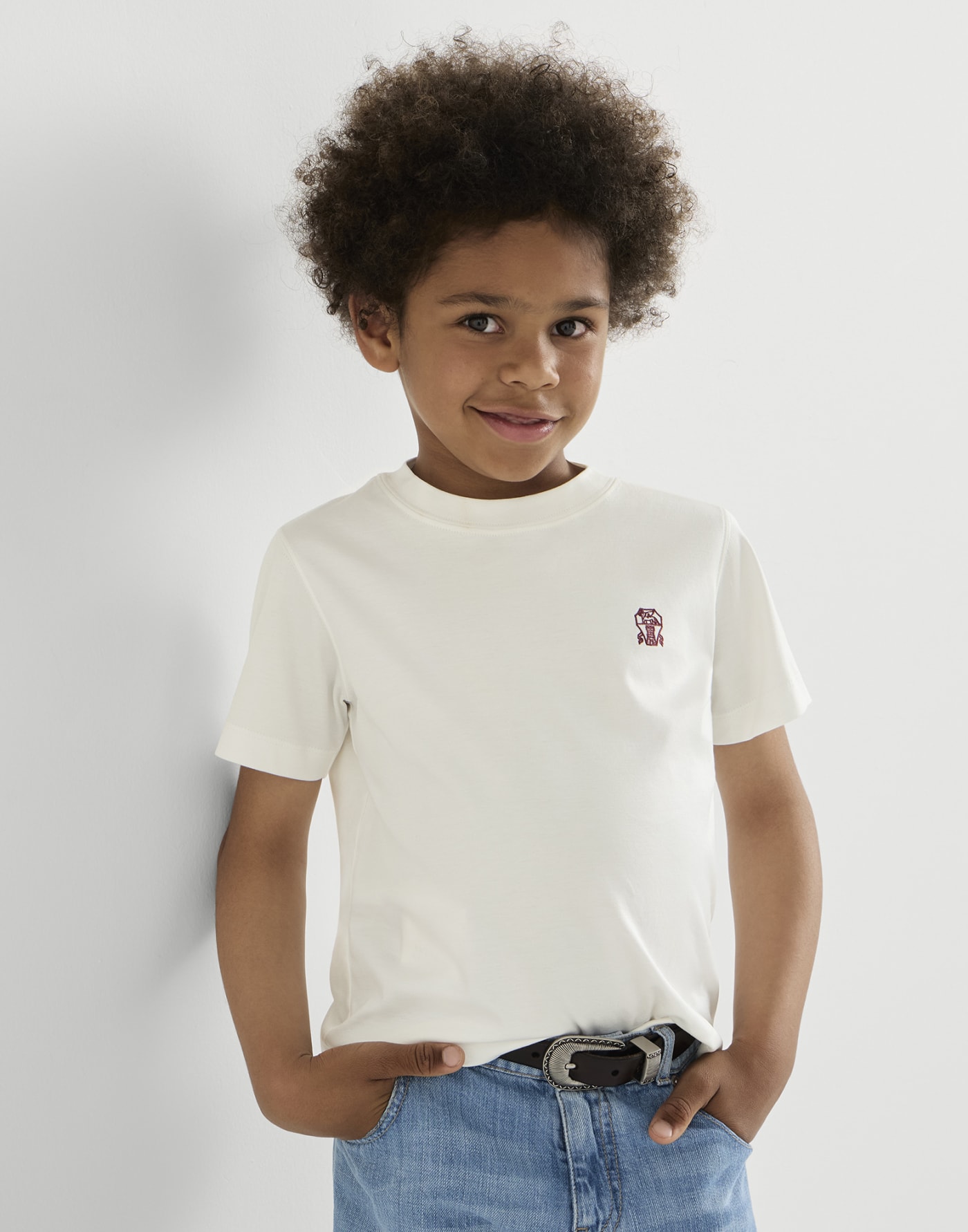 T-shirt in jersey con logo Off-White Bambino - Brunello Cucinelli