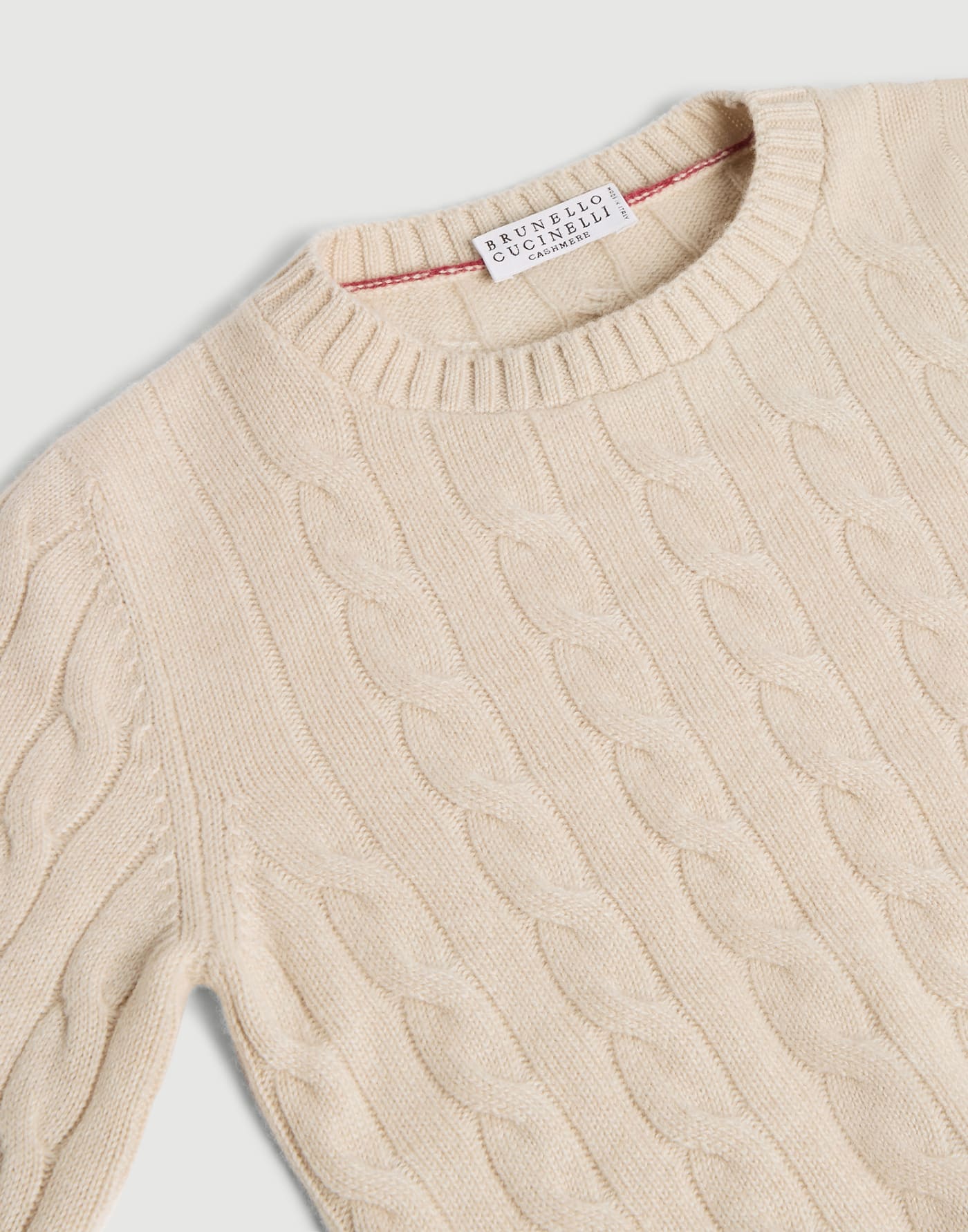 Pullover aus Kaschmir in Zopfstrick Champagner Jungen - Brunello Cucinelli