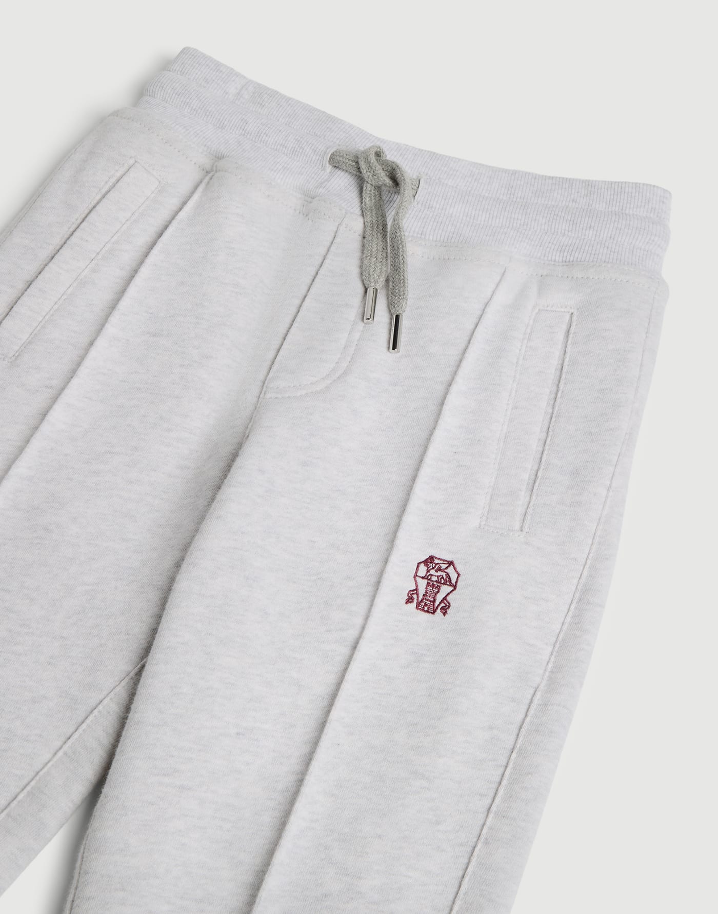 Cotton French terry track trousers Pearl Grey Boys - Brunello Cucinelli