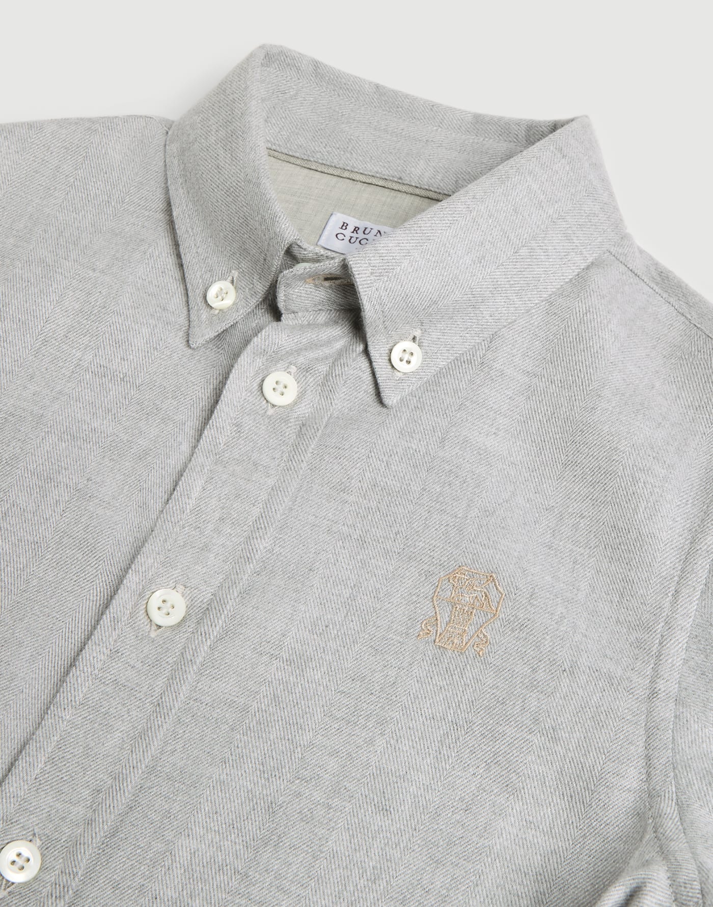 Flannel chevron shirt Grey Boys - Brunello Cucinelli