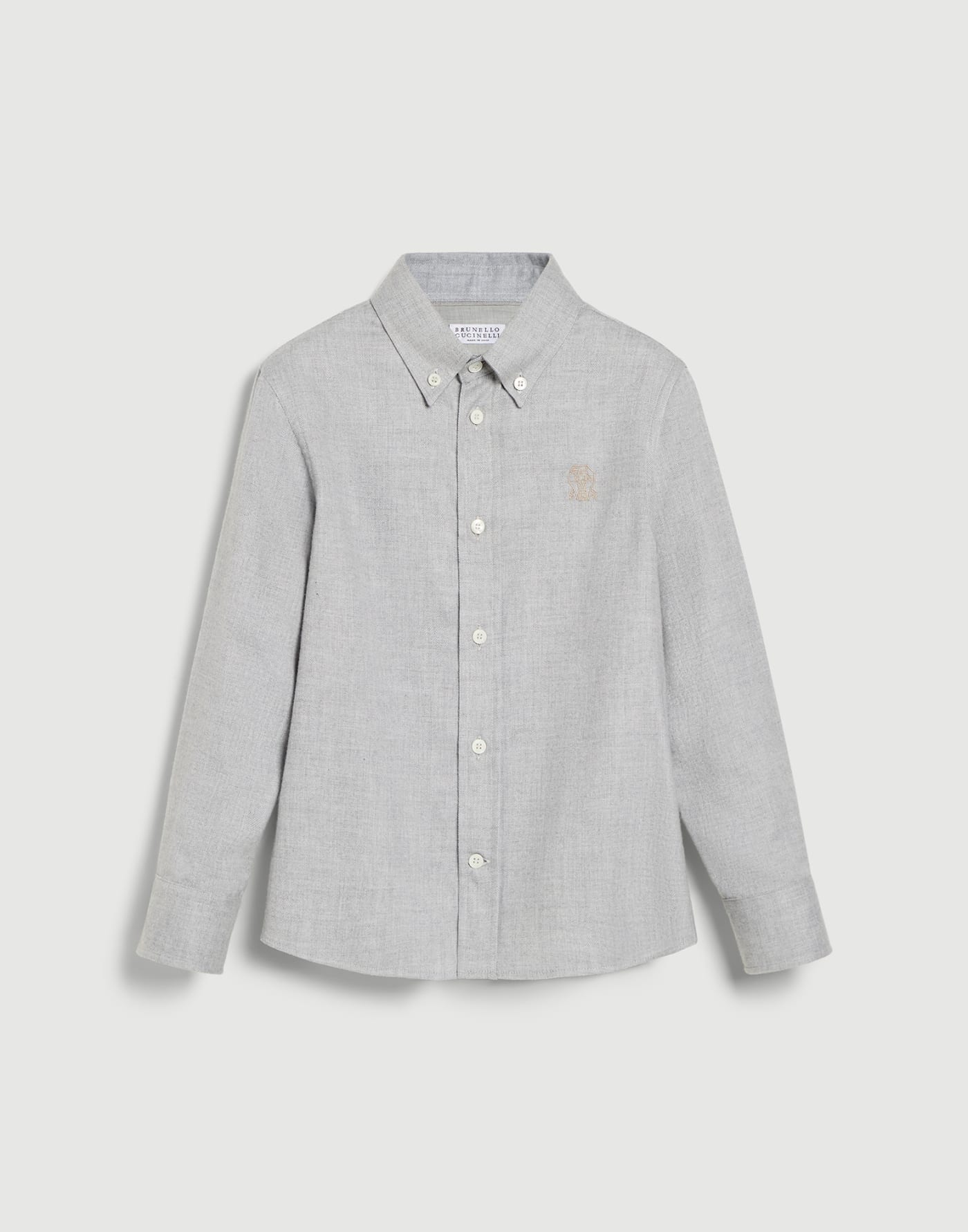 Flannel chevron shirt Grey Boys - Brunello Cucinelli
