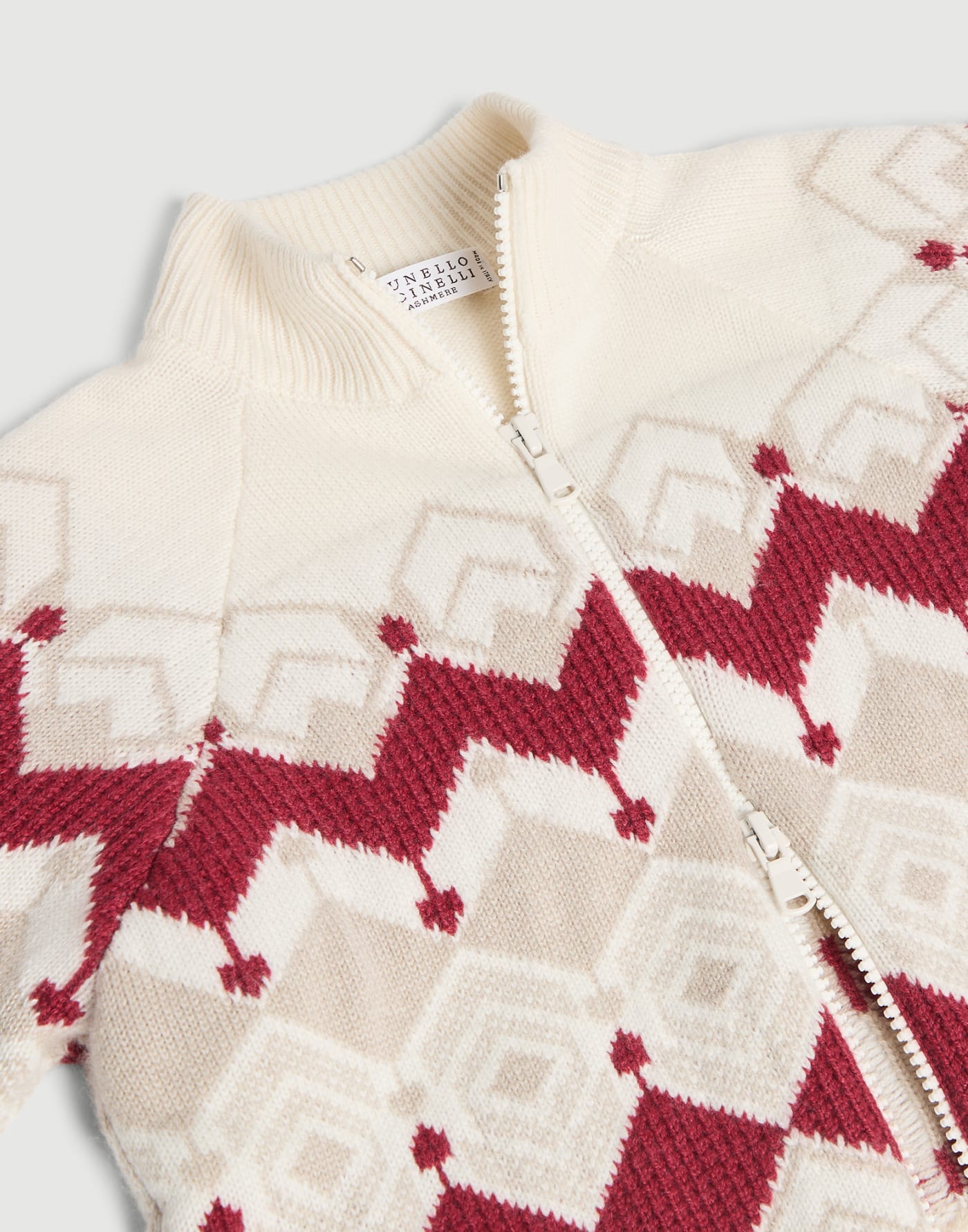 Cardigan in Jacquard mit Reißverschluss Panama Jungen - Brunello Cucinelli