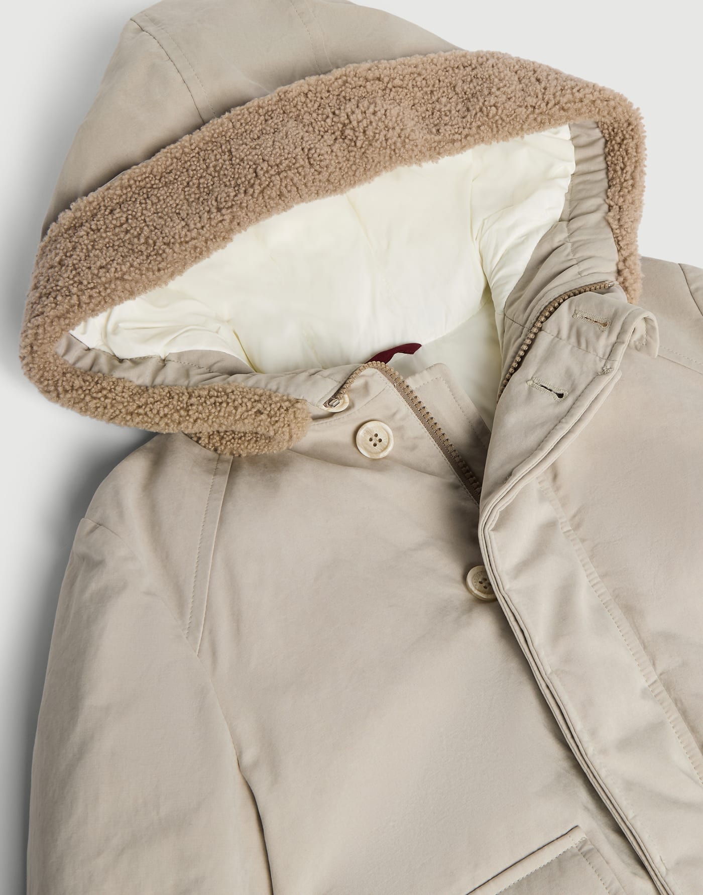 Daunenparka aus Baumwollstoff Beige Jungen - Brunello Cucinelli