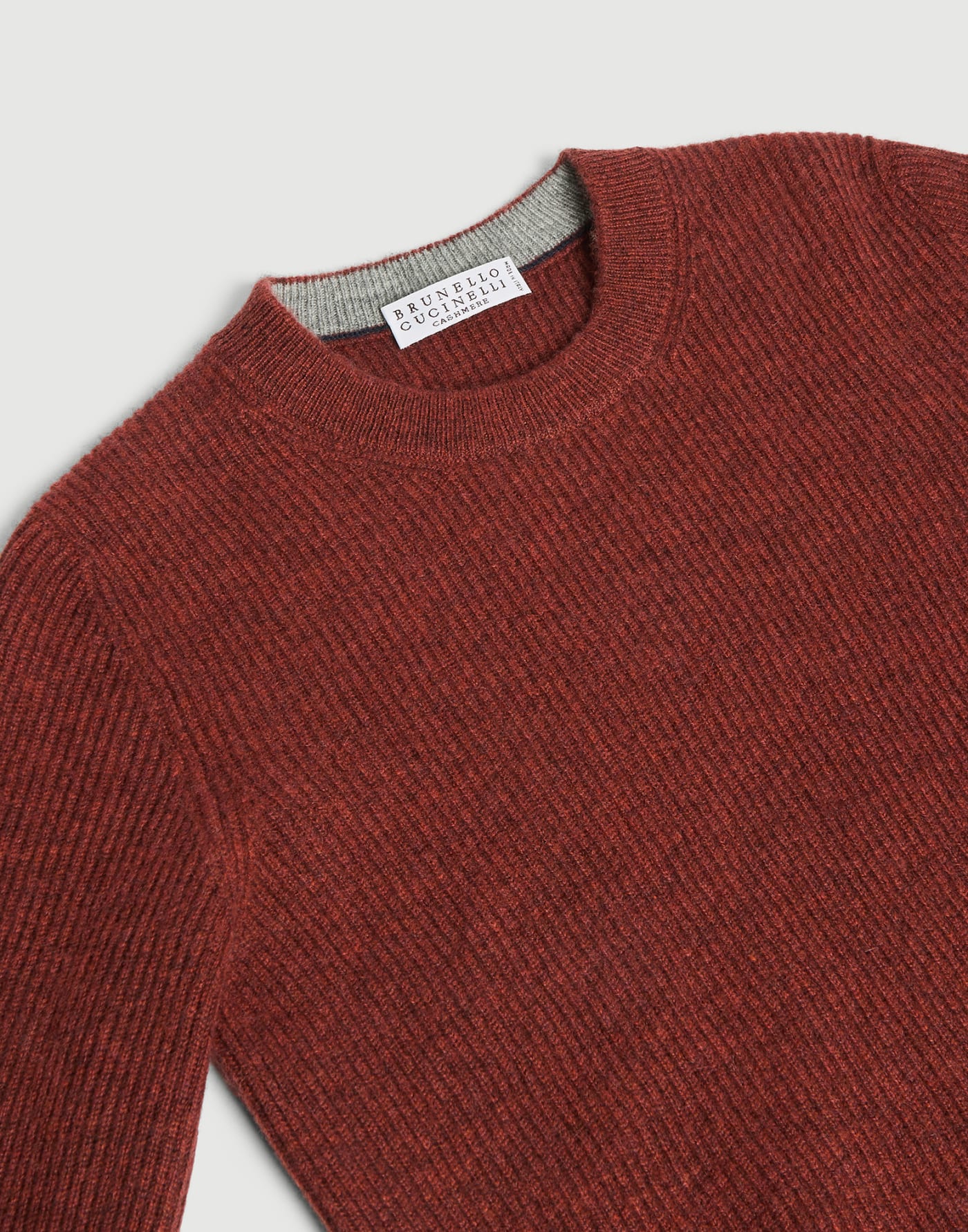 Pullover aus Kaschmir in Patentstrick Ziegelrot Jungen - Brunello Cucinelli