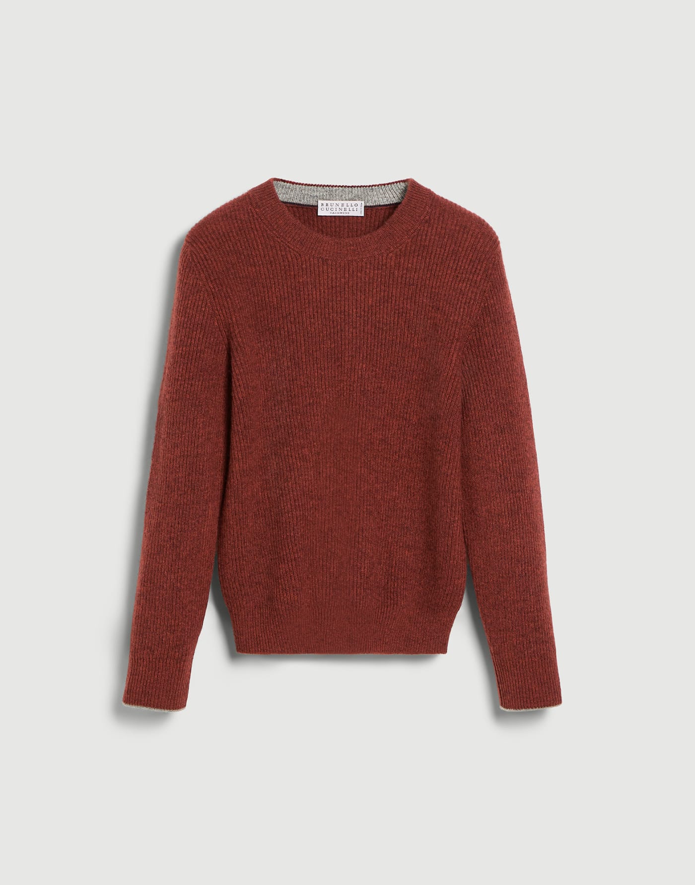Pullover aus Kaschmir in Patentstrick Ziegelrot Jungen - Brunello Cucinelli