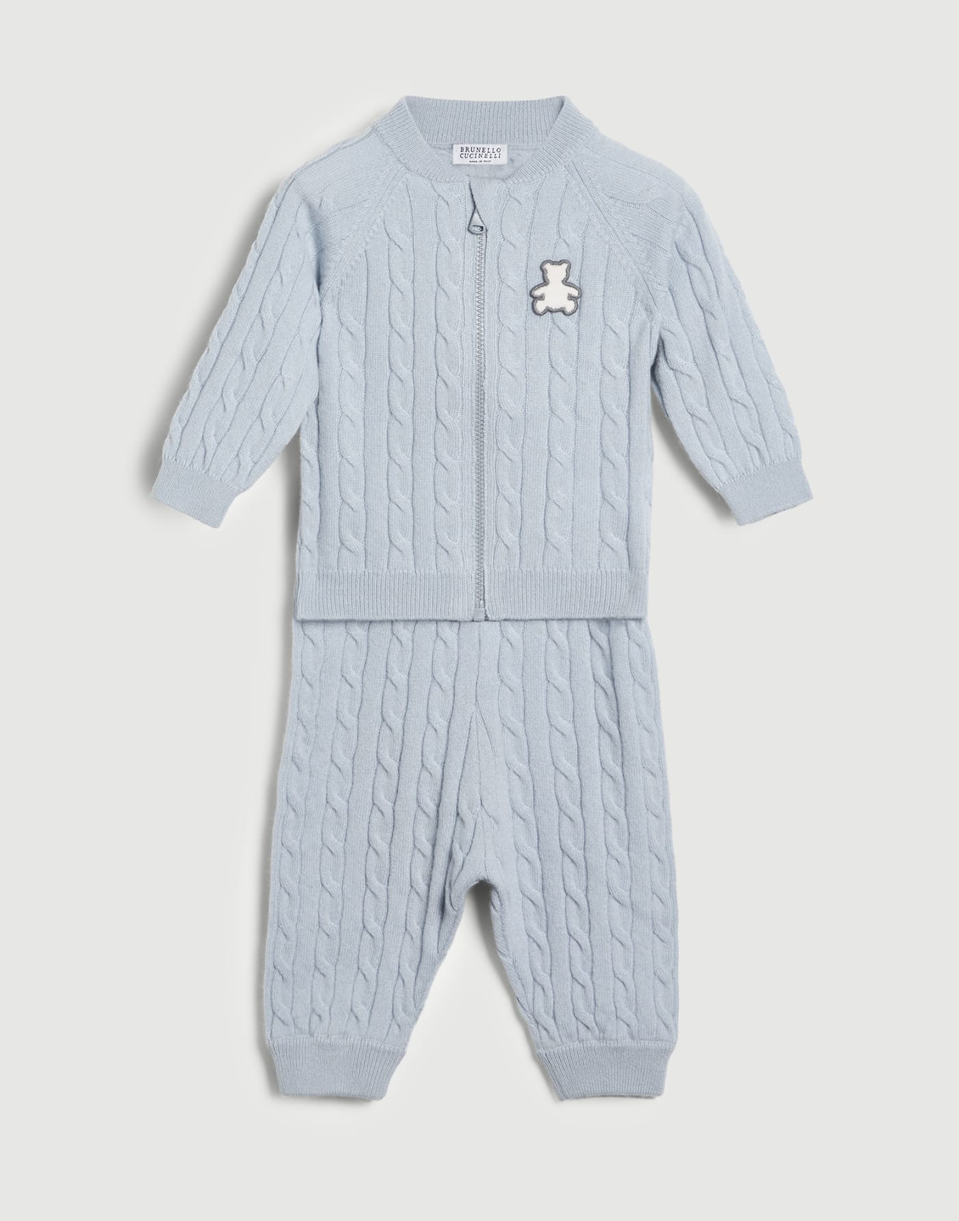 Baby Bernie麻花紋針織衫 淺天藍 嬰幼兒 - Brunello Cucinelli