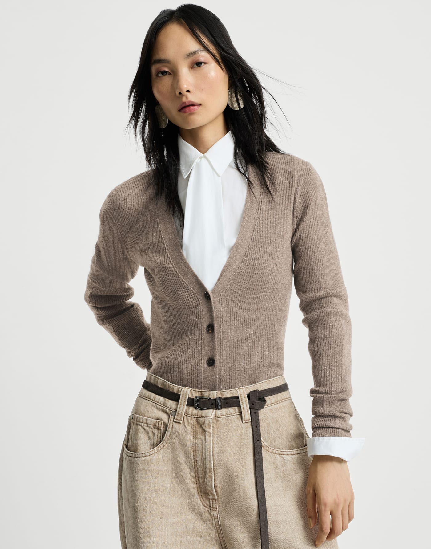 Sparkling cashmere cardigan Rope Woman - Brunello Cucinelli