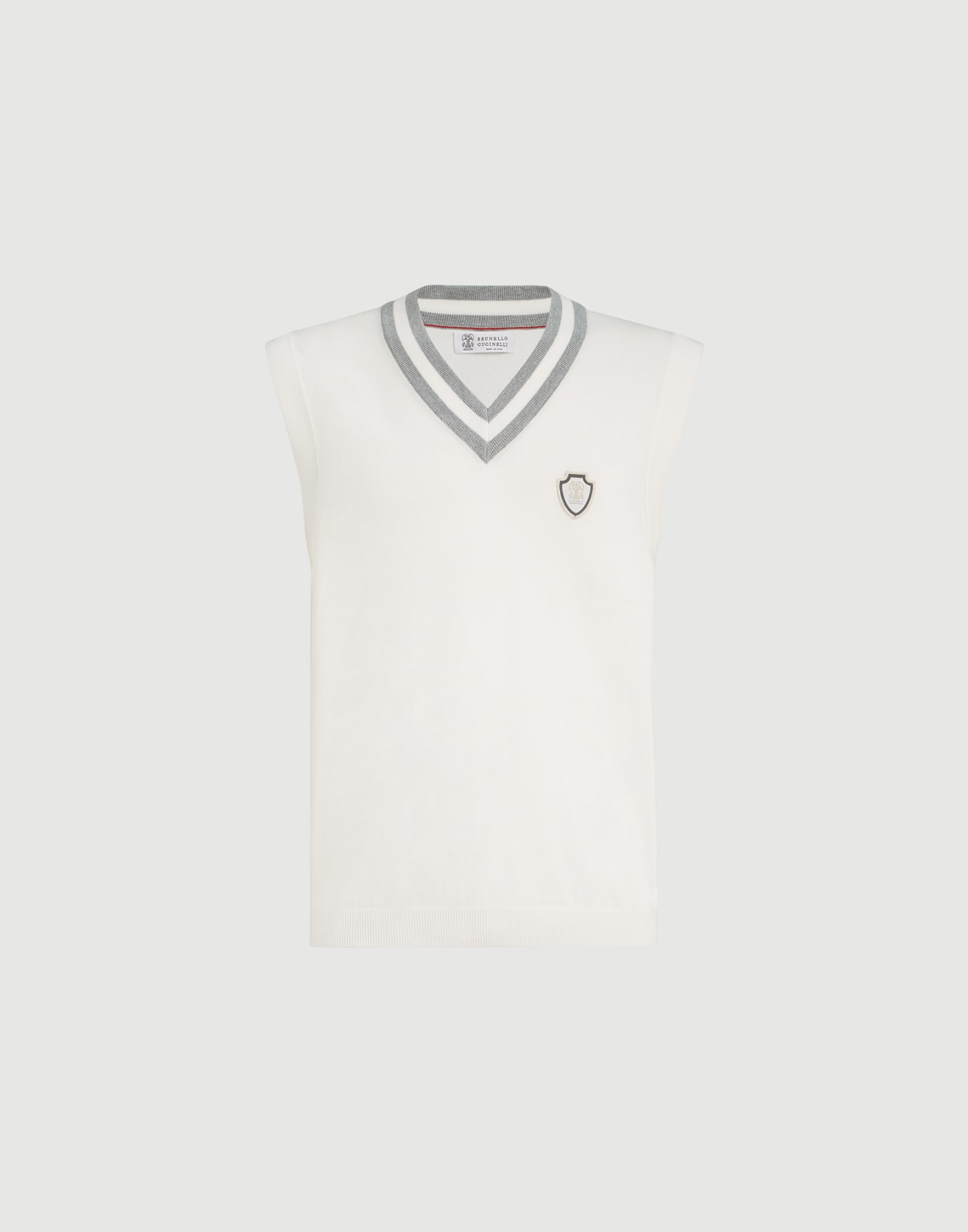 Cotton knit vest with logo Panama Man - Brunello Cucinelli