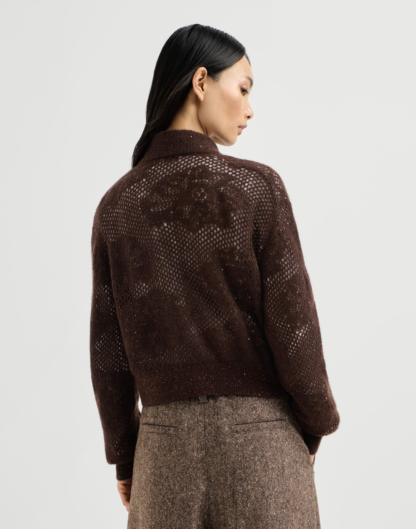 Lace flowers cardigan Brown Woman - Brunello Cucinelli